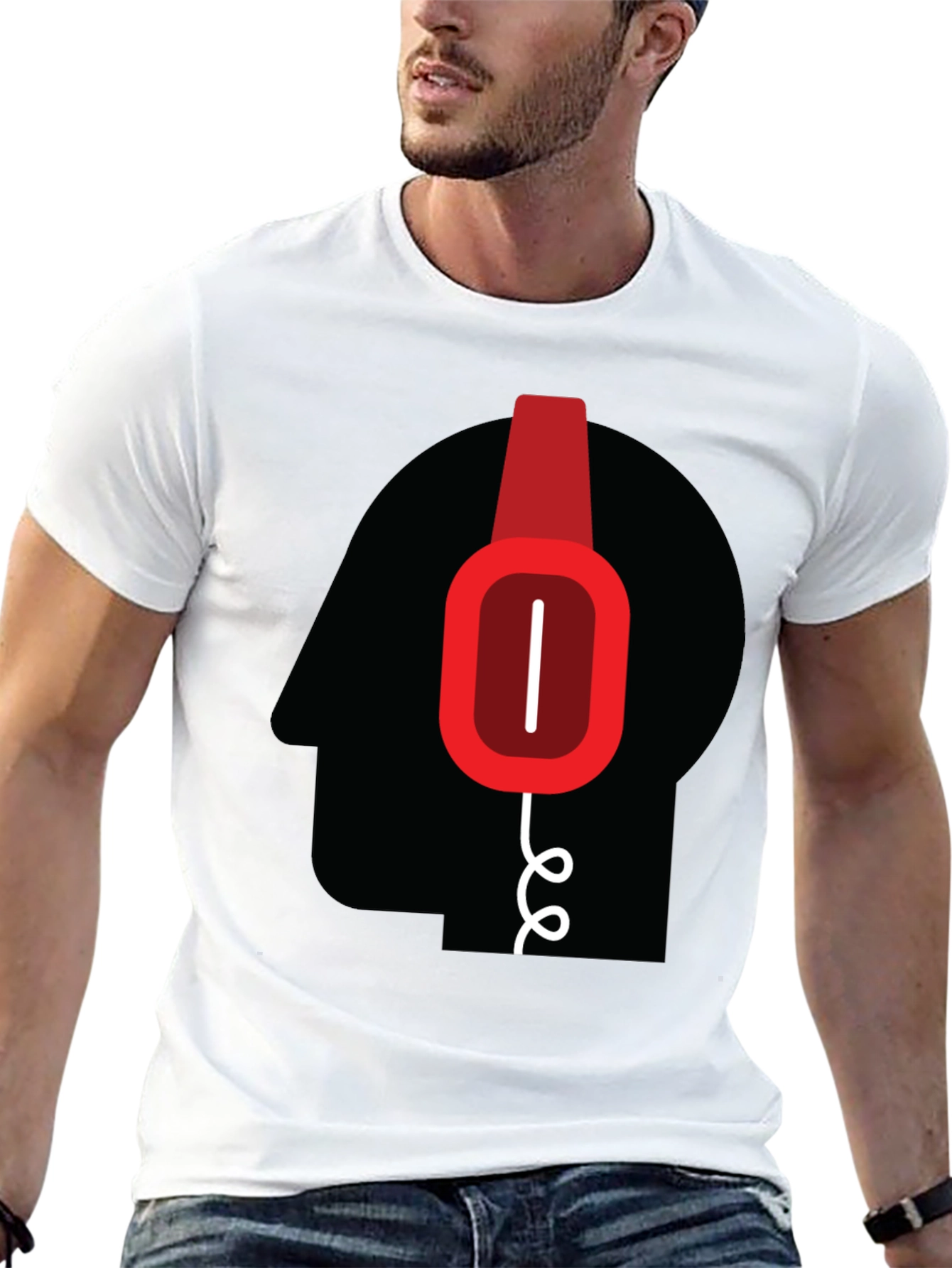 Headphone Head Graphic T-Shirt - Modern Tee
