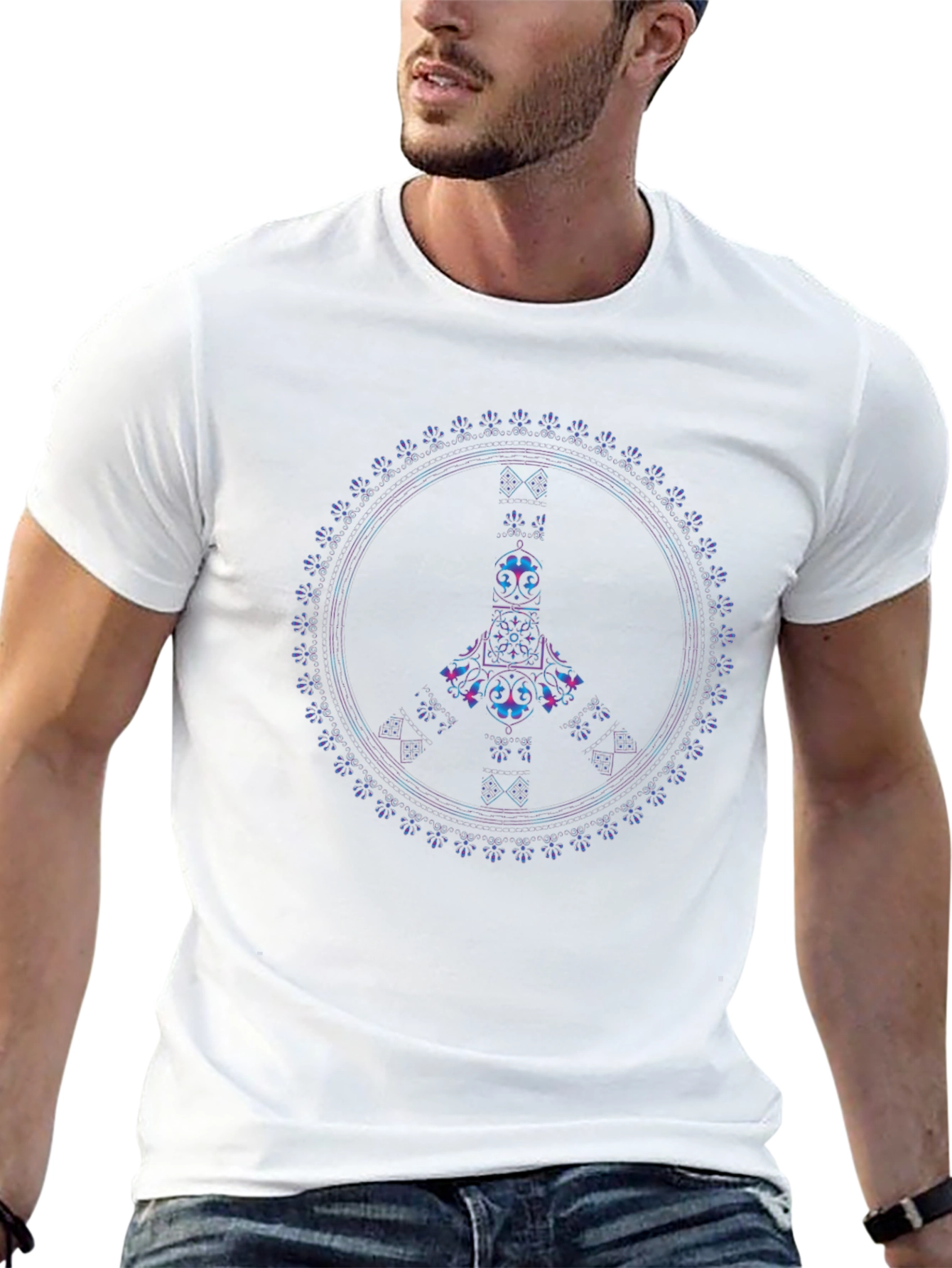 Peace Mandala Graphic Tee - Black