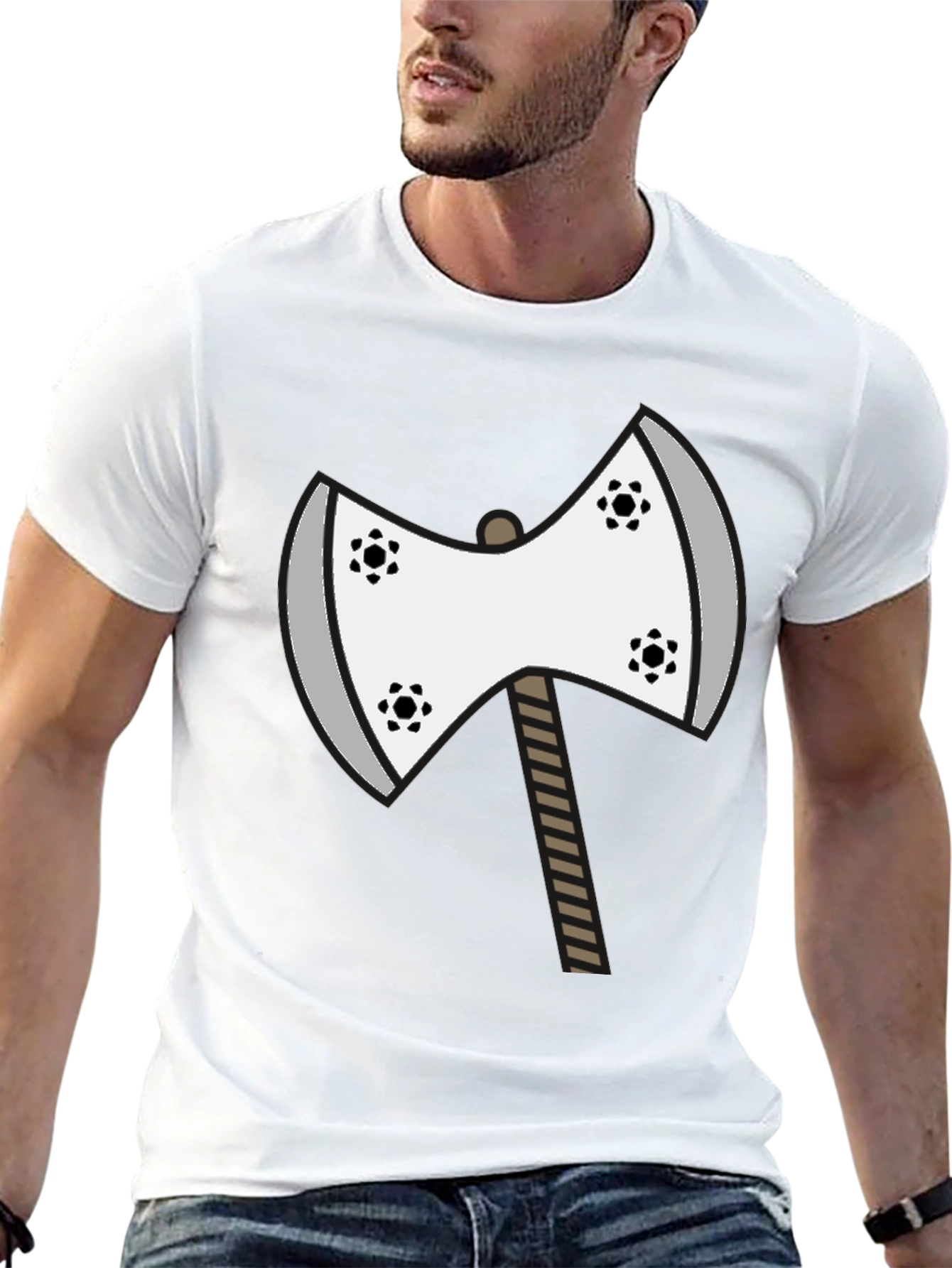 Axe Graphic Tee - Unique Cartoon Double Axe Design