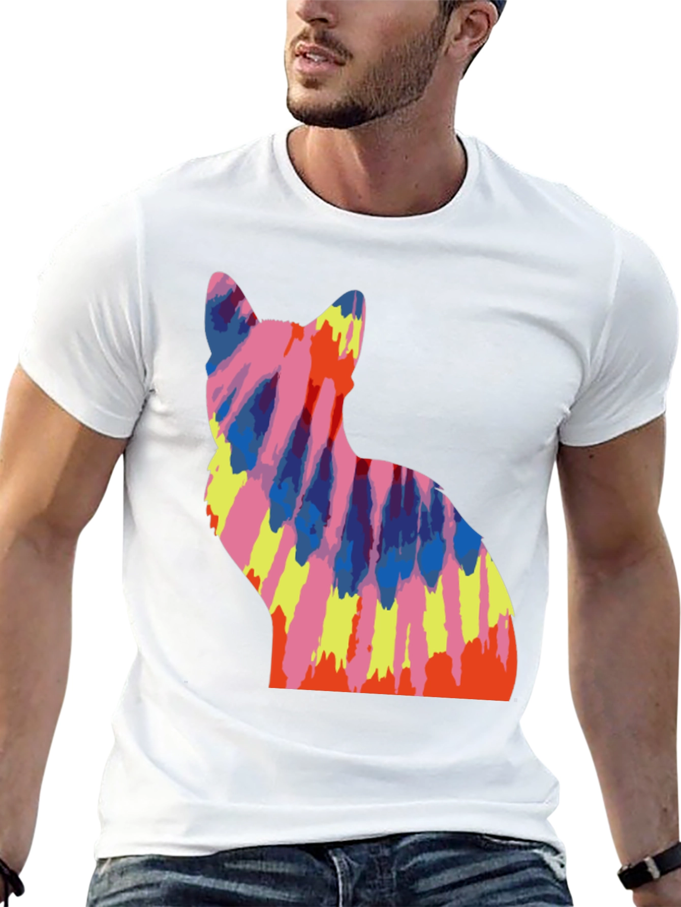 Tie Dye Cat Graphic Tee