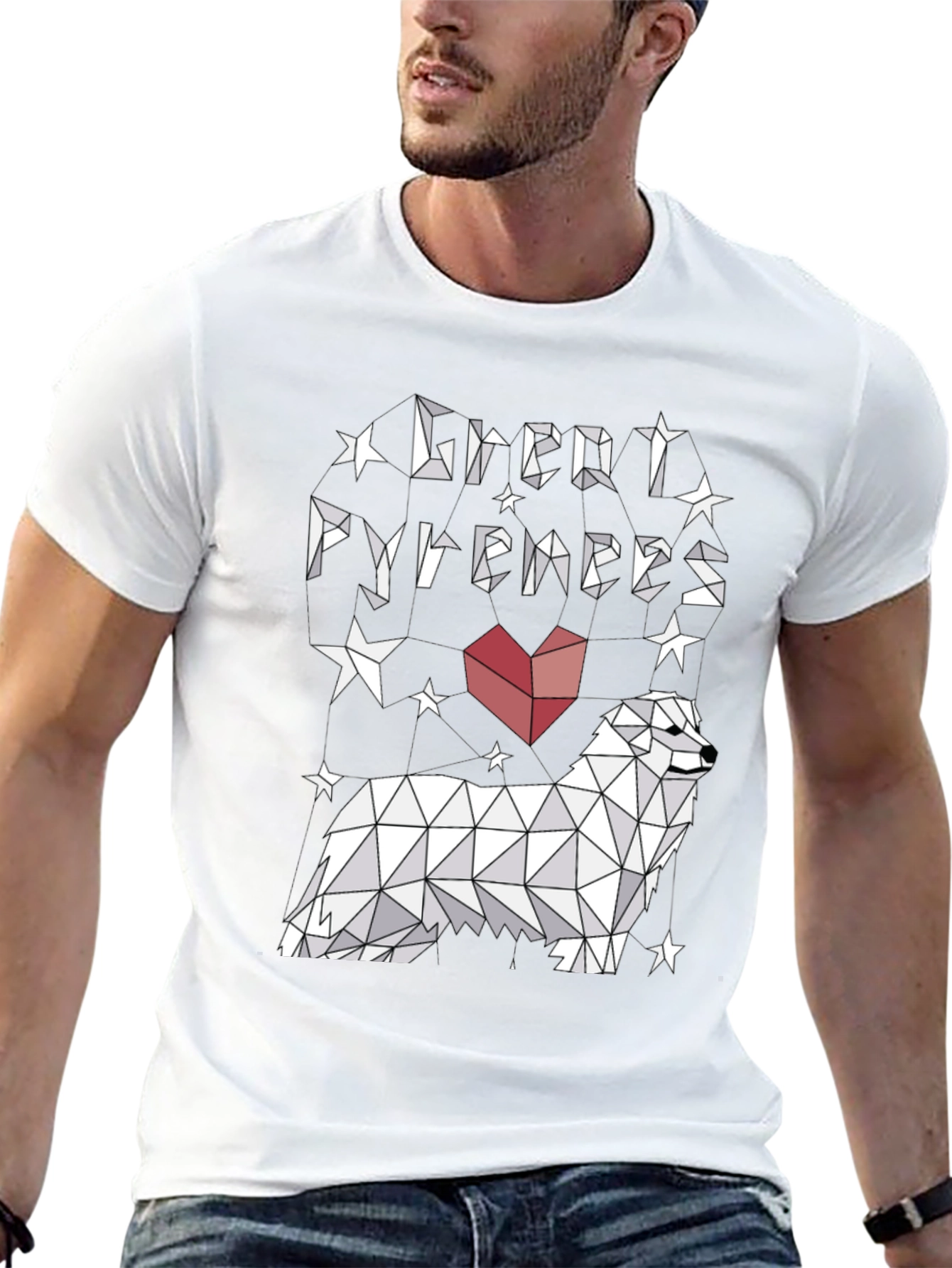 Great Pyrenees Geometric T-Shirt - Stylish Dog Lover Tee