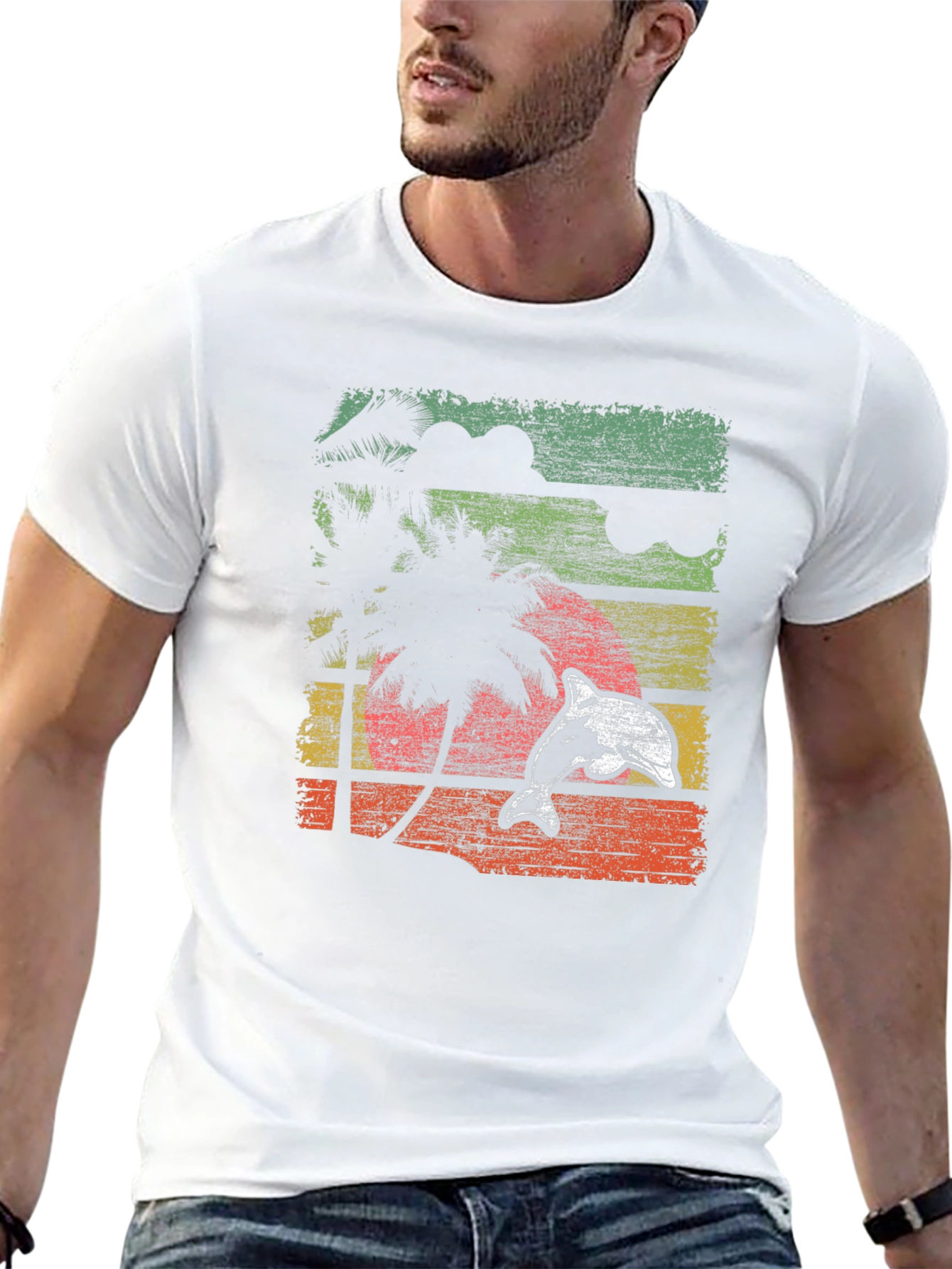 Retro Dolphin Sunset Graphic Tee
