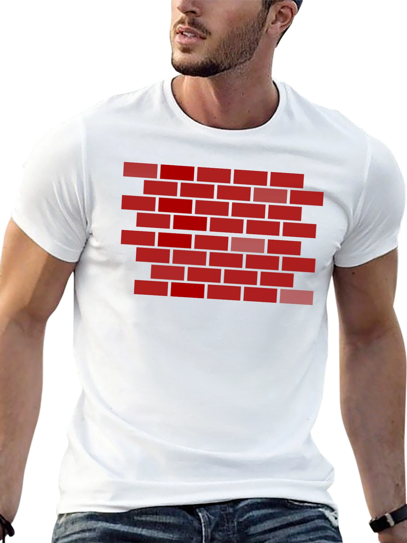 Brick Wall Graphic Tee - Black Cotton T-Shirt