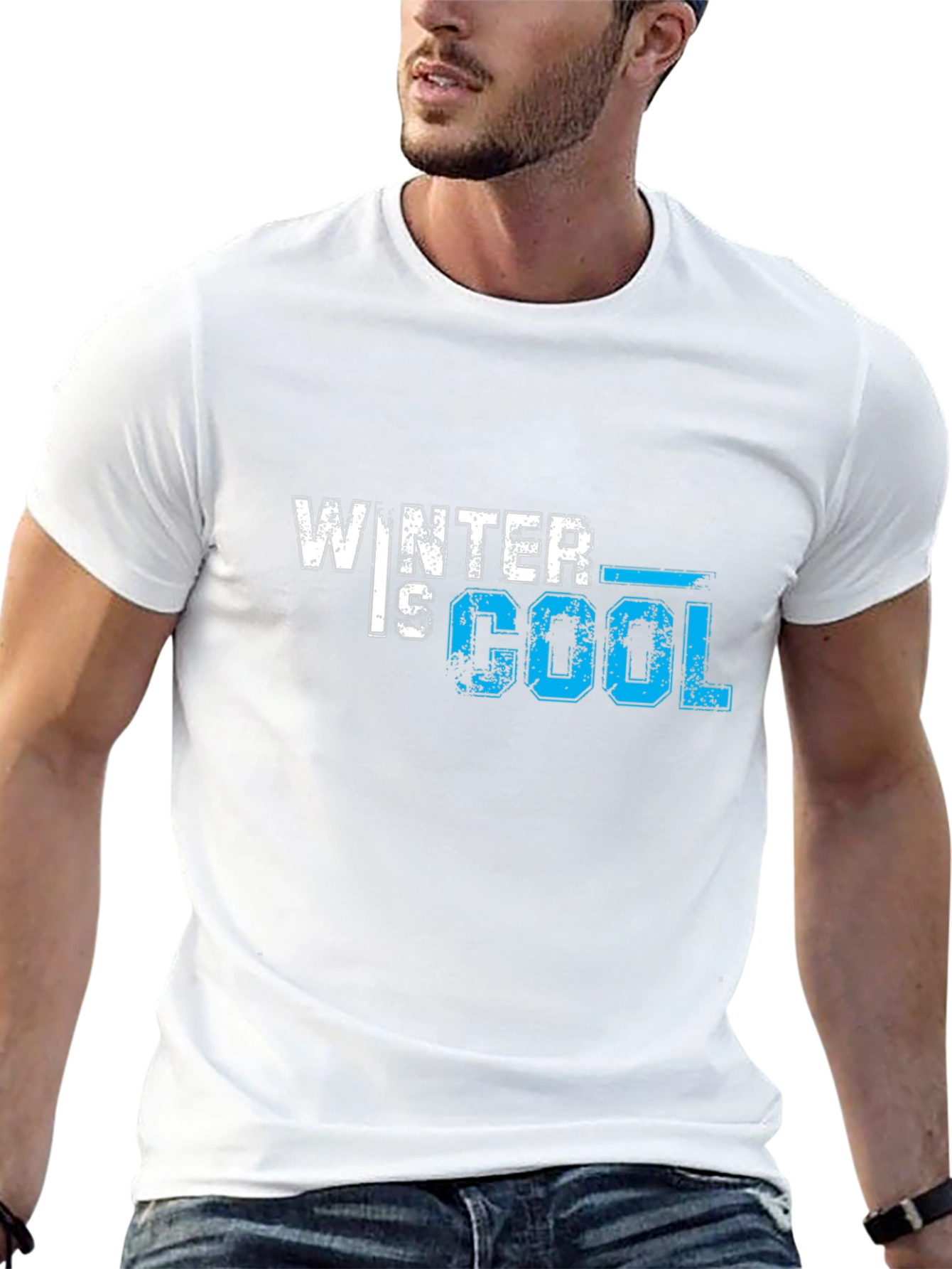 Winter is Cool Graphic Print Black T-Shirt