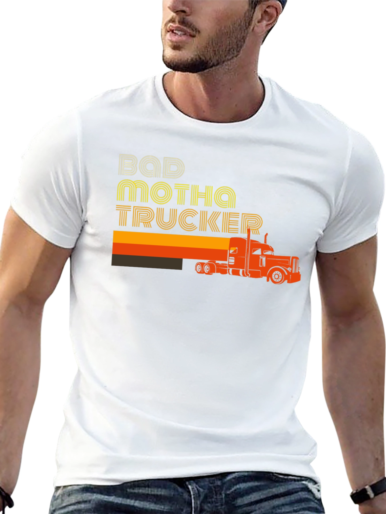 Bad Motha Trucker Graphic T-Shirt - Retro Style