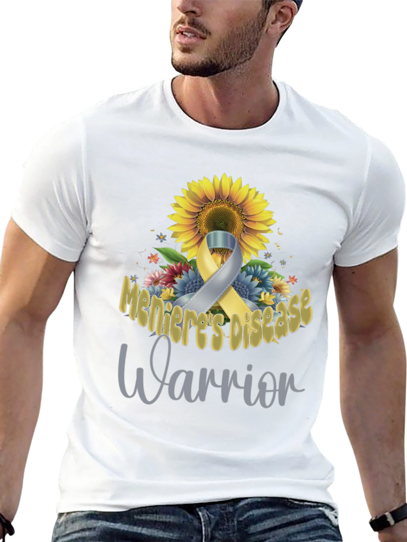 Menieres Disease Warrior Sunflower Ribbon T-Shirt
