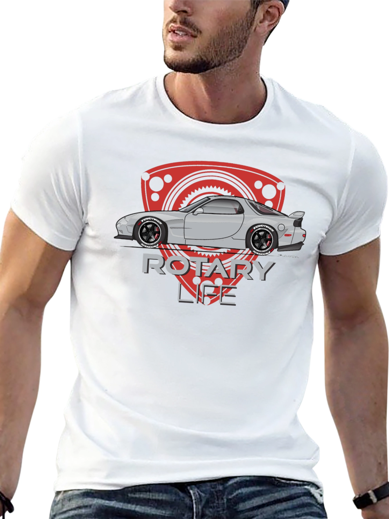 Rotary Life Car Graphic T-Shirt - Black