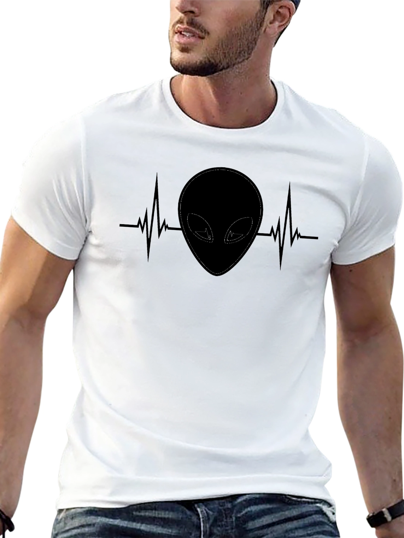 Alien Heartbeat T-Shirt - Black Graphic Tee