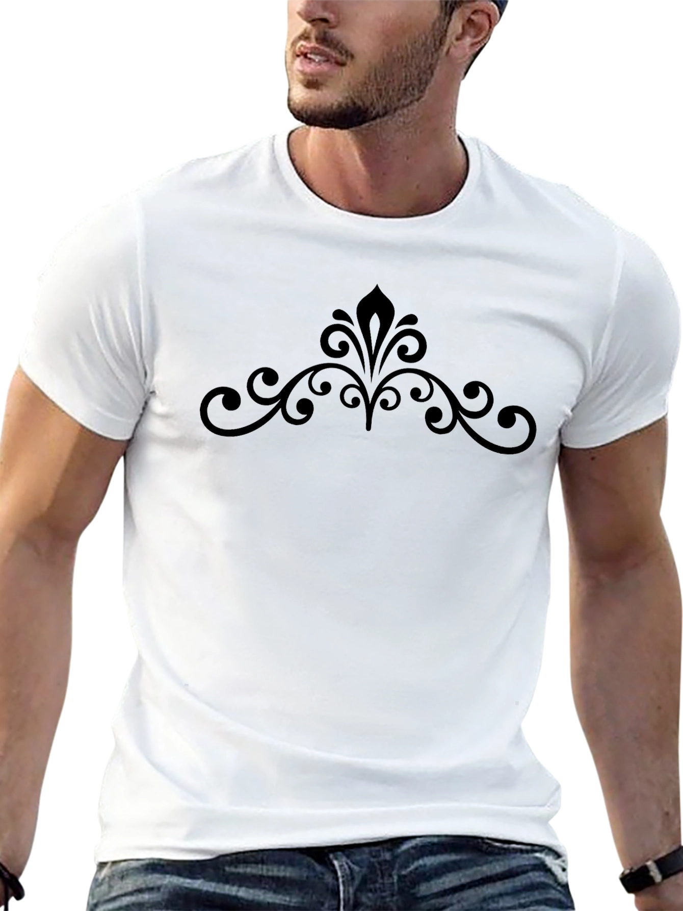 Elegant Scrollwork Black T-Shirt