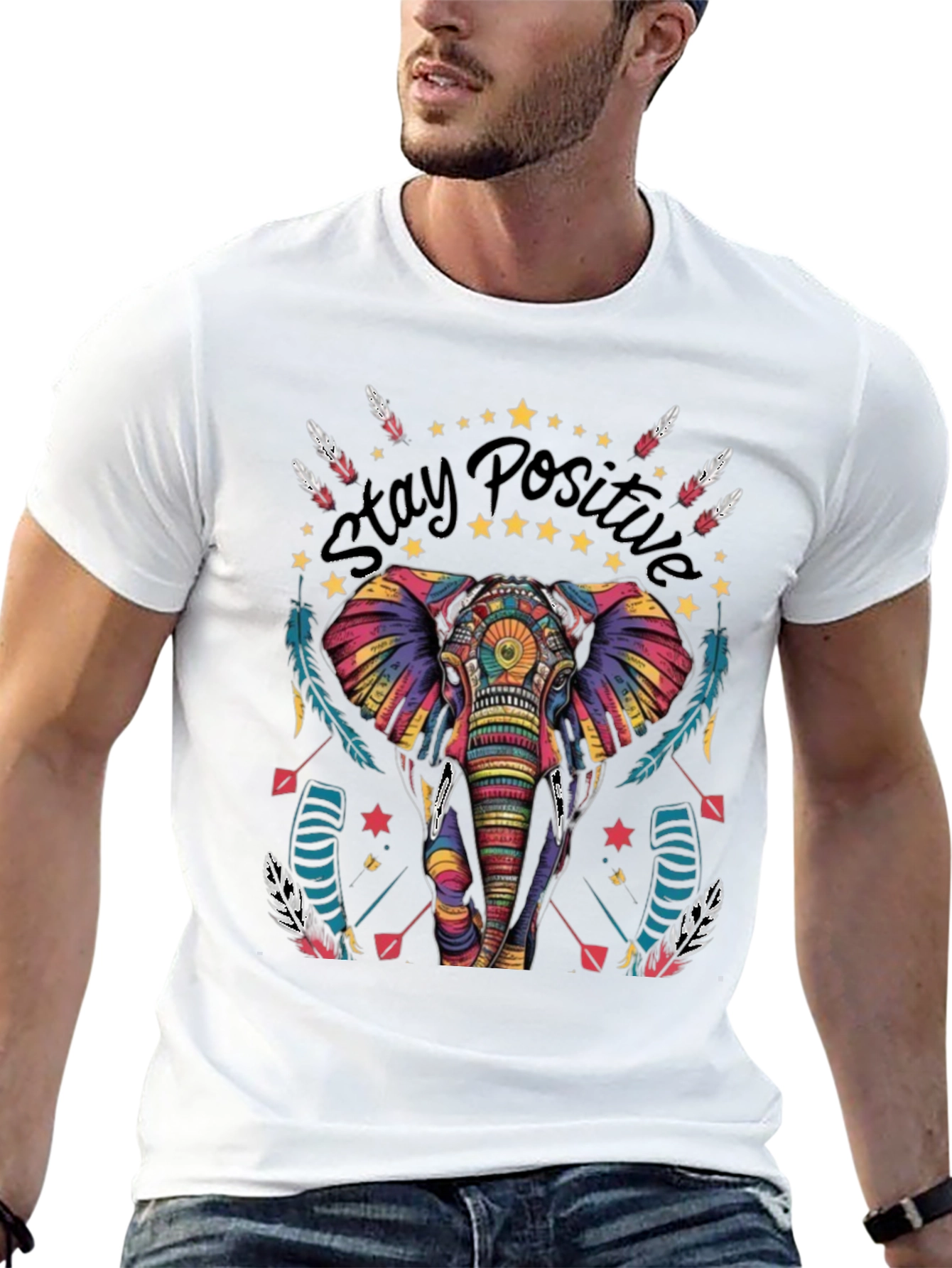 Stay Positive Elephant Graphic Tee
