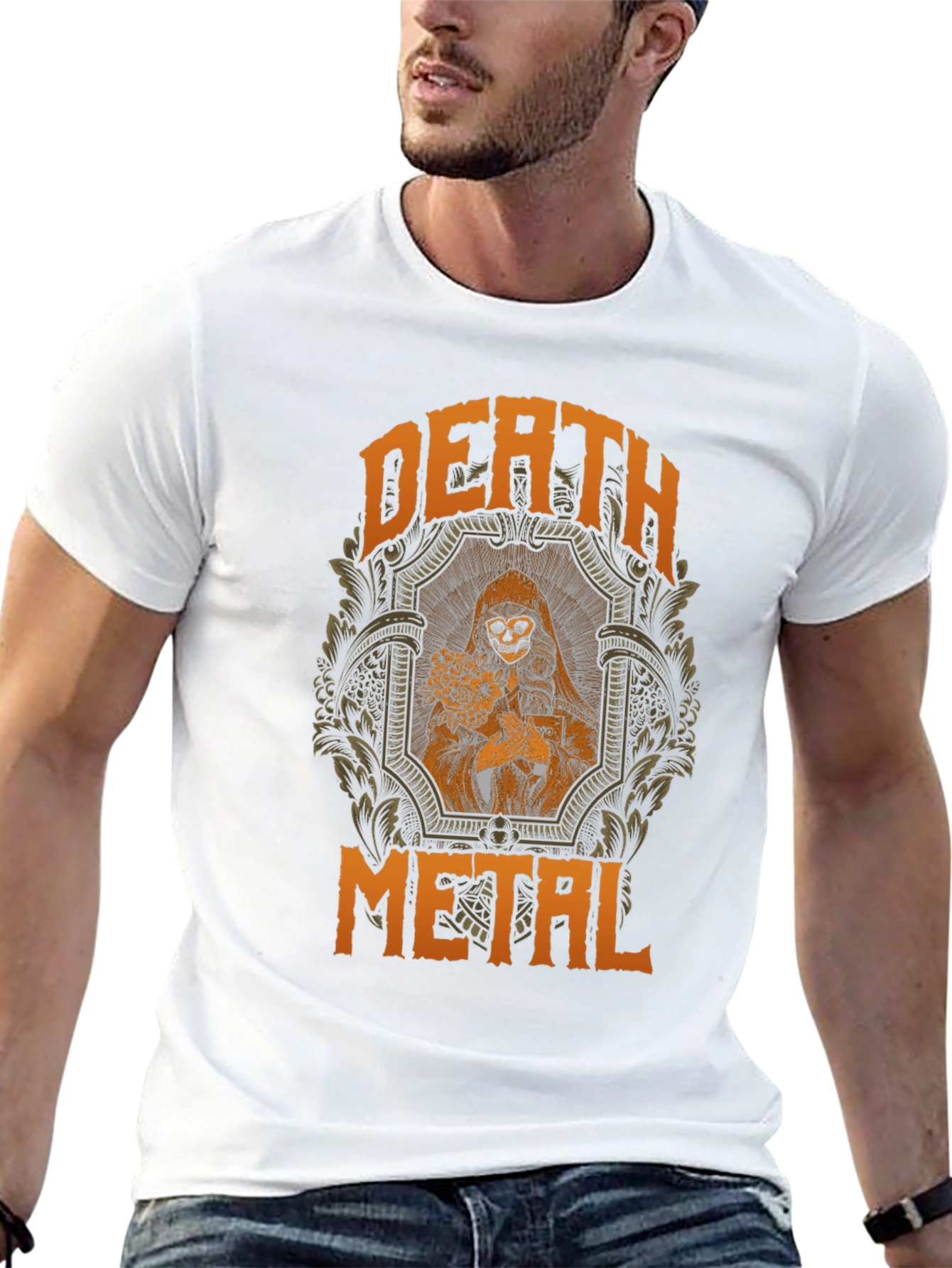 Death Metal Graphic T-Shirt - Grim Reaper Design