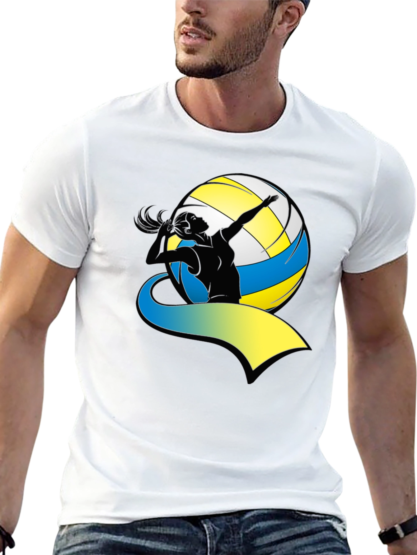 Volleyball Player Graphic Tee - Black
