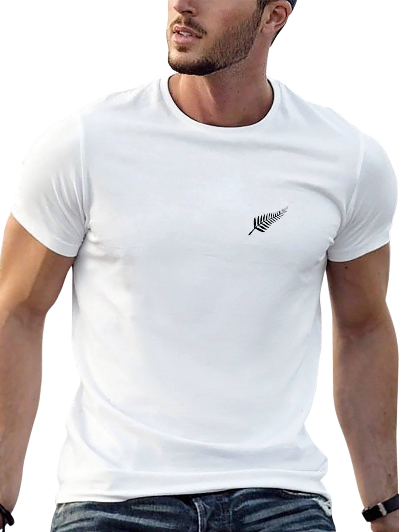 Mens Black T-Shirt with Fern Logo