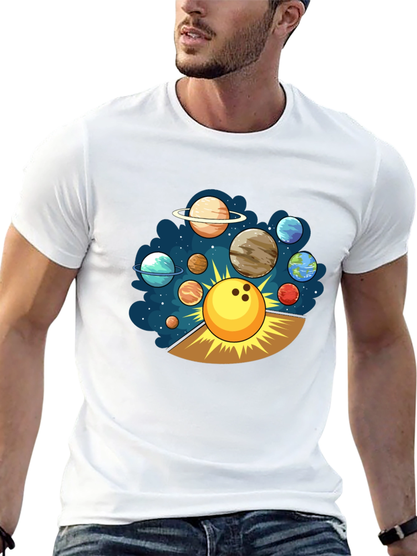 Bowling Planet T-Shirt Cosmic Strike Tee