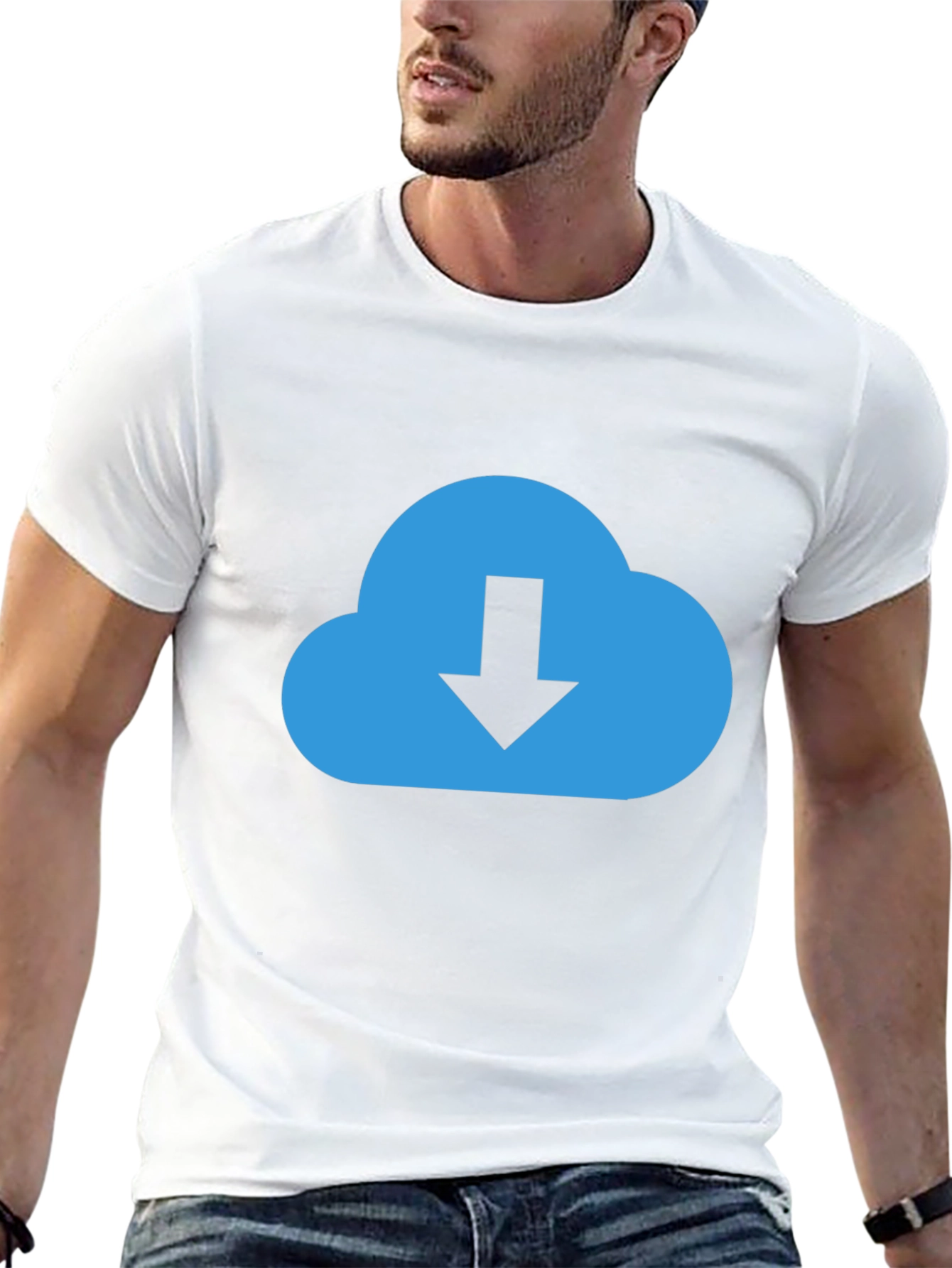 Cloud Download Graphic Tee - Stylish Black T-Shirt