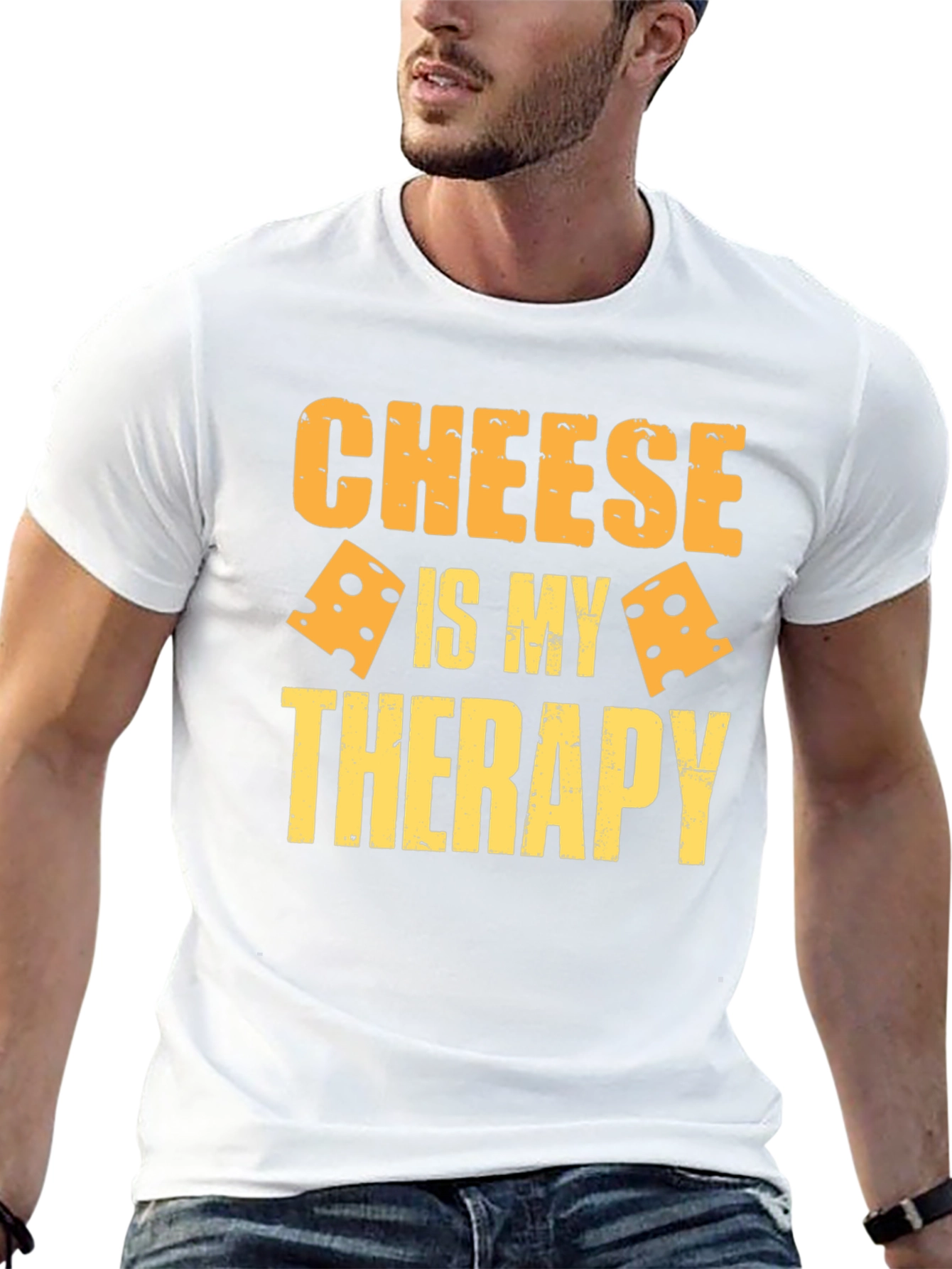 Cheese Is My Therapy Graphic T-Shirt - Black