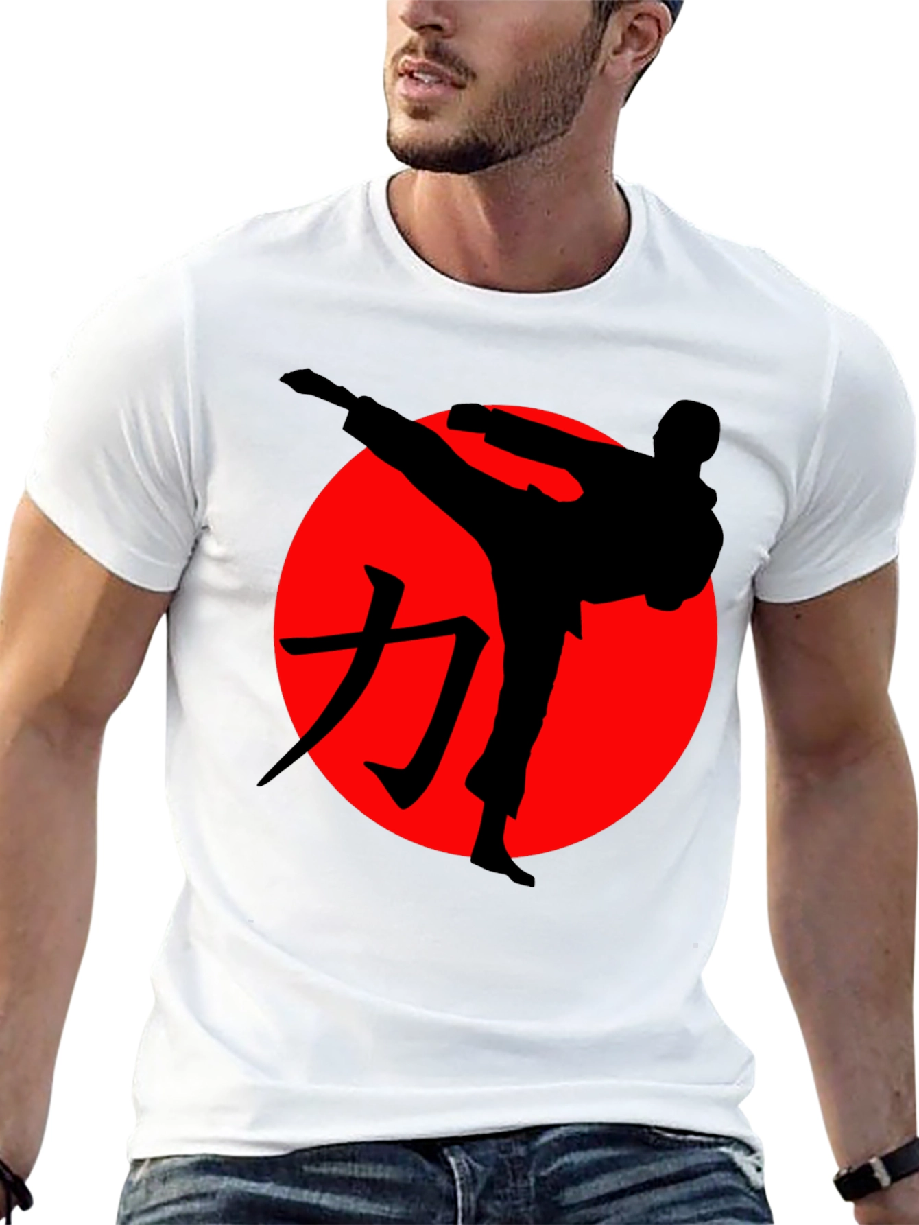 Karate Silhouette Graphic Tee - Black