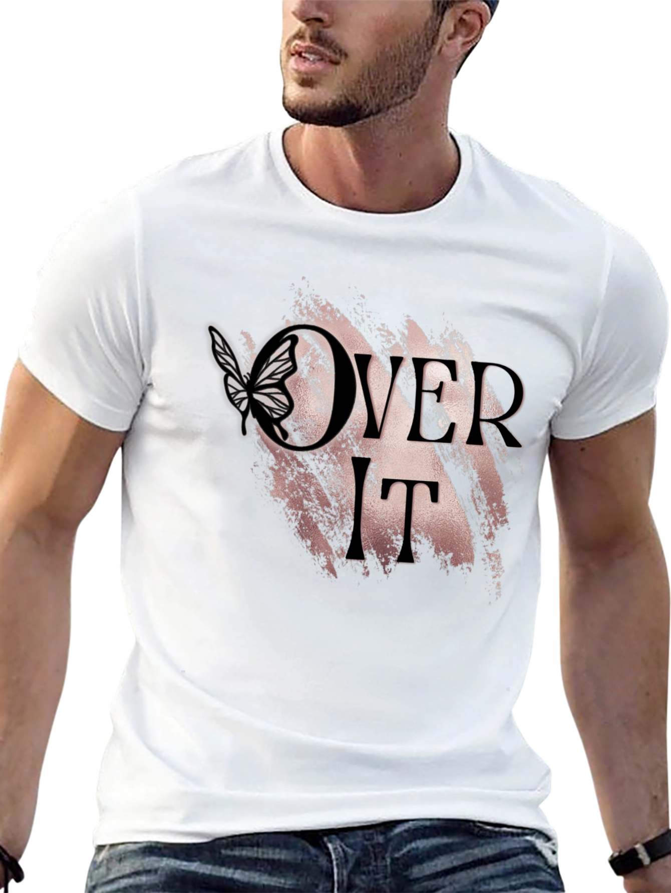 Over It Butterfly Graphic Tee - Modern Black T-Shirt