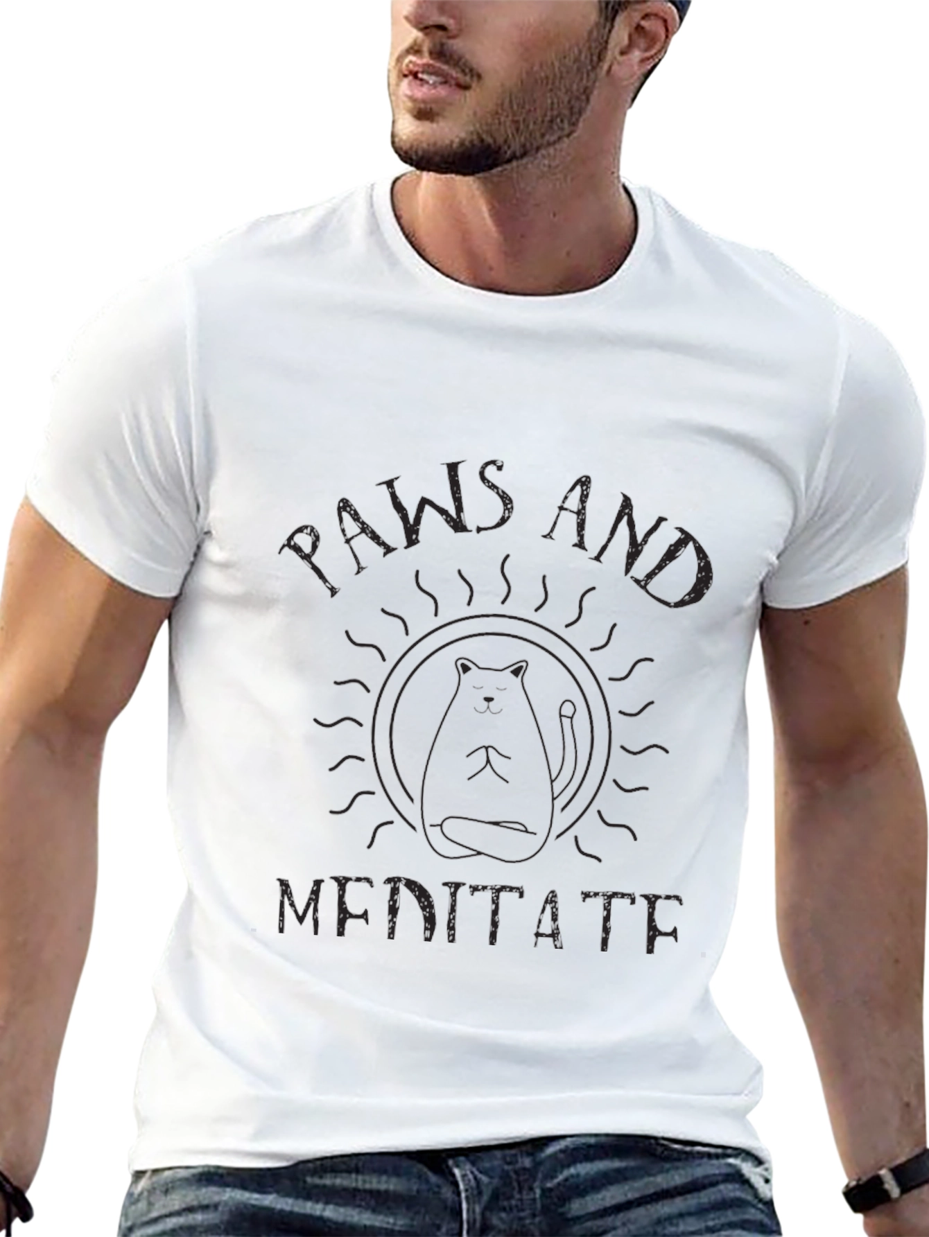 Paws and Meditate Black T-Shirt