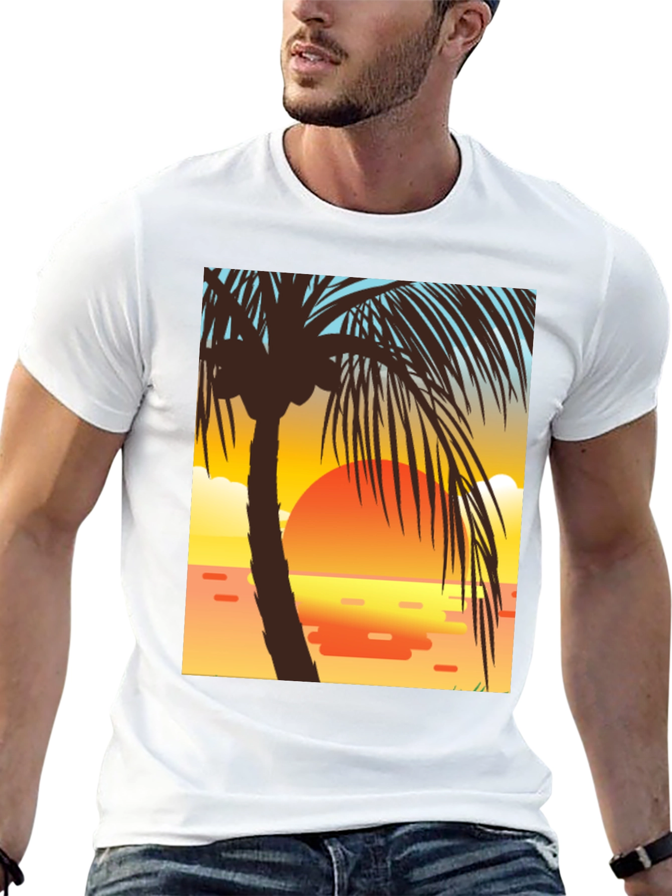 Sunset Palm Tree Graphic Tee