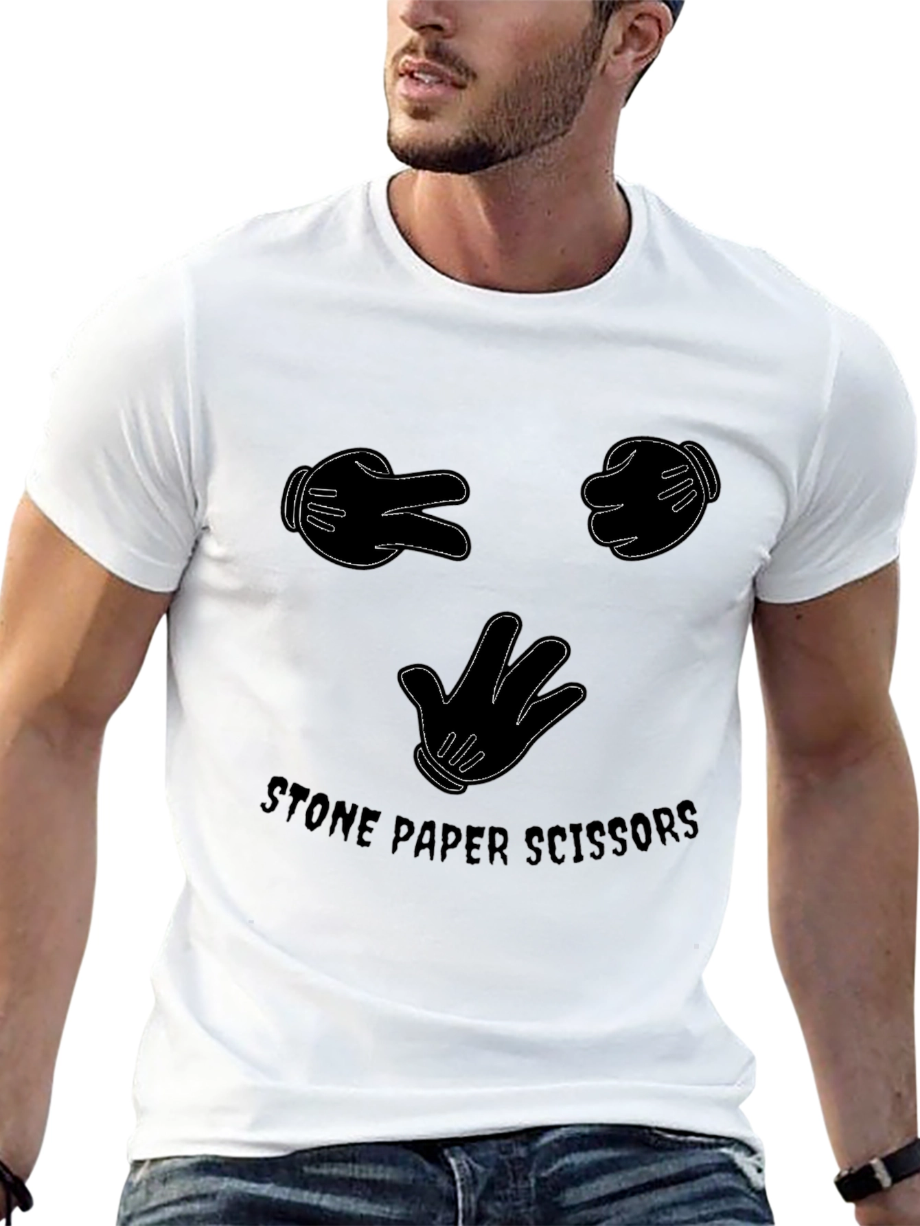 Stone Paper Scissors Graphic T-Shirt - Black