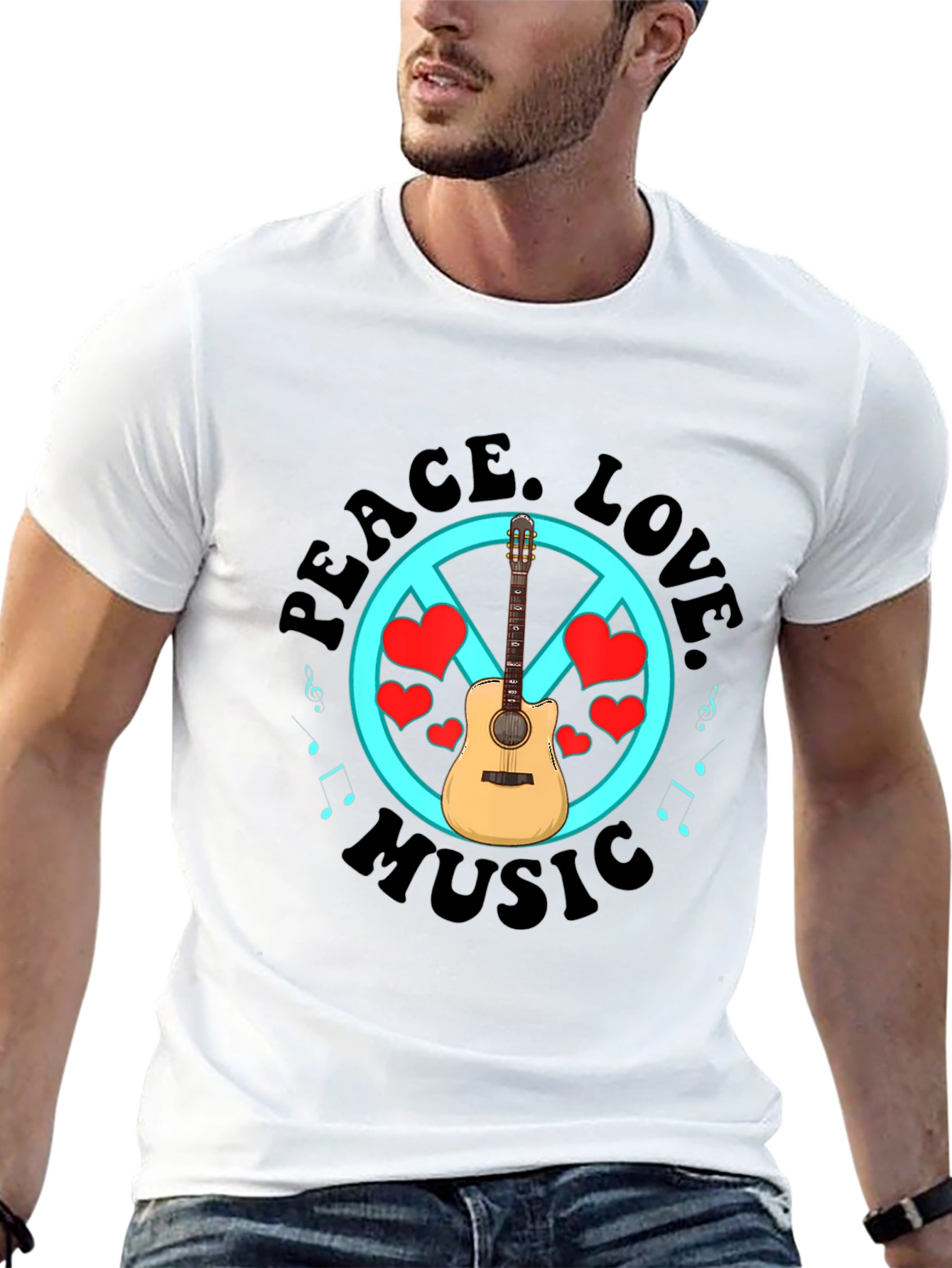 Peace Love Music Graphic T-Shirt