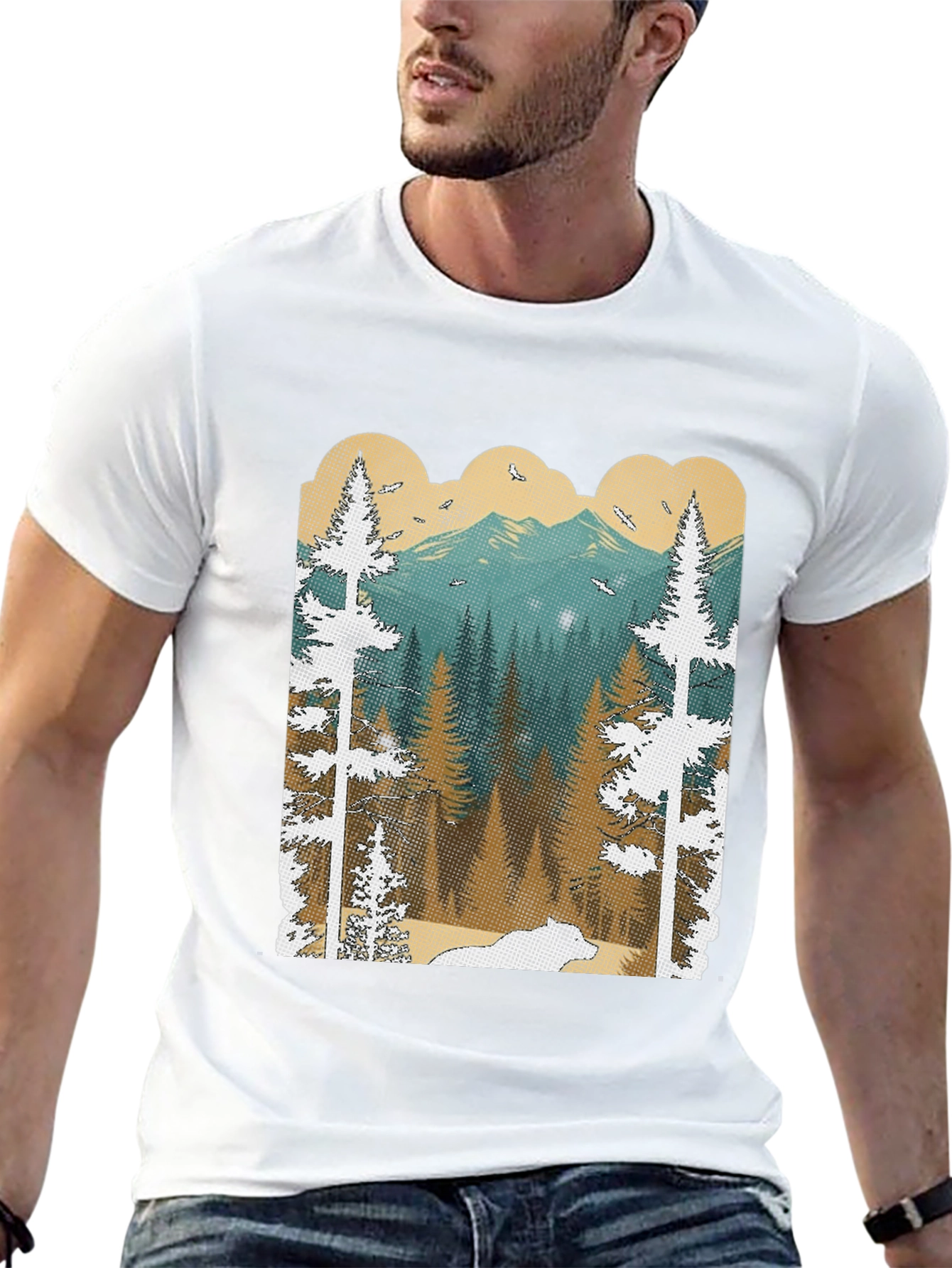 Nature Scene Graphic Tee | Mens Black T-Shirt