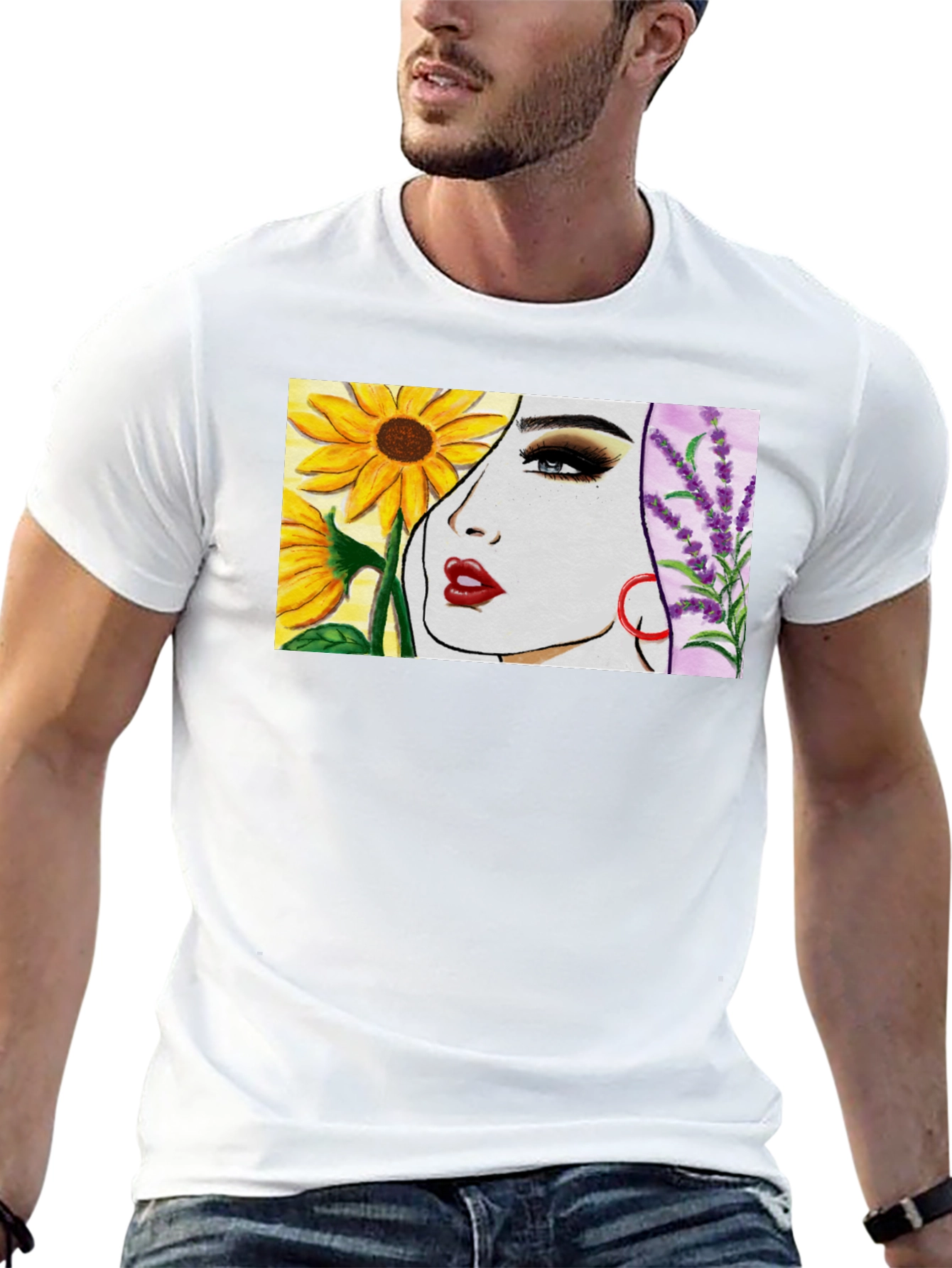 Floral Portrait T-Shirt - Artistic Design
