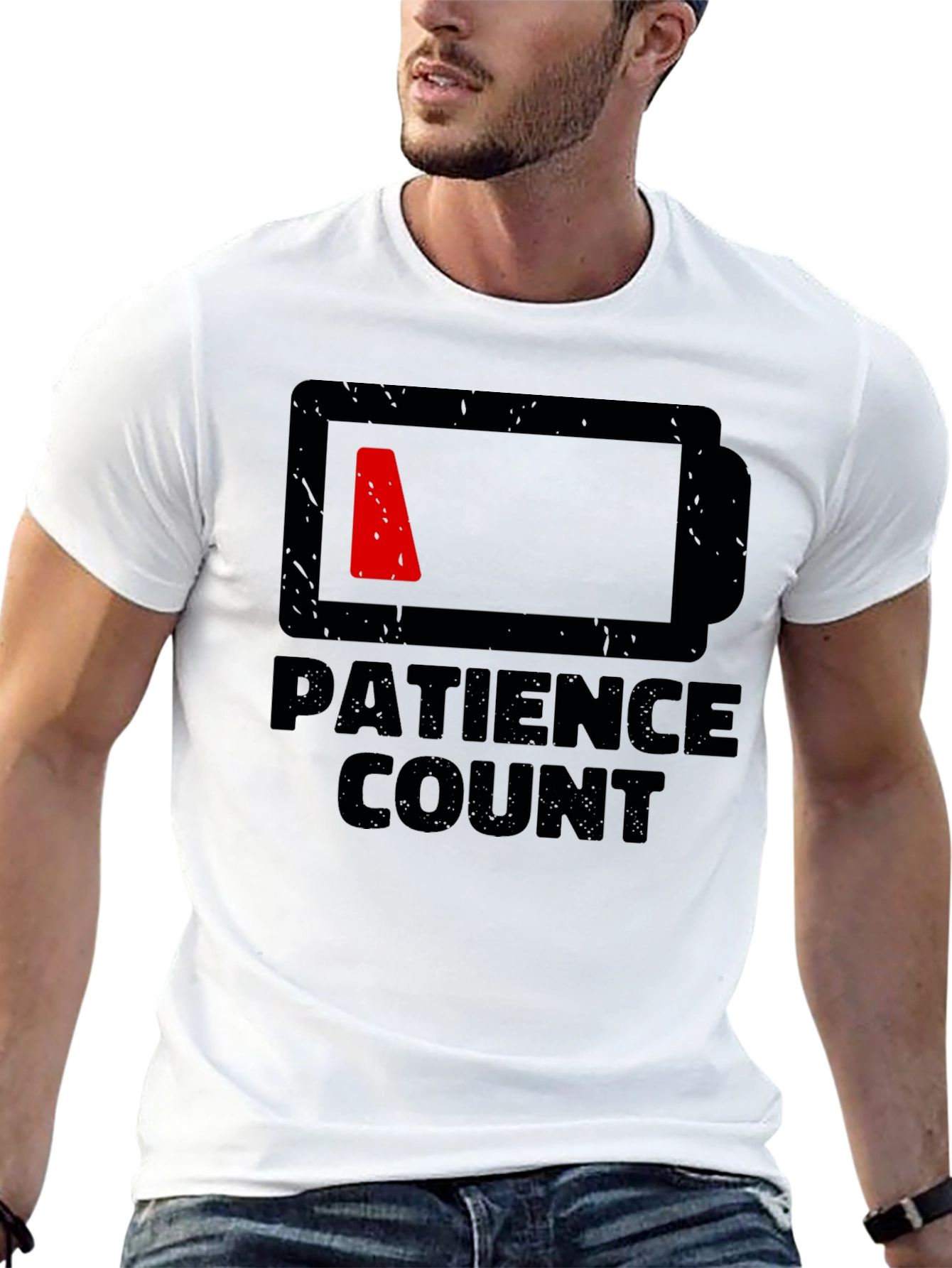Patience Count Low Battery Graphic Tee - Black