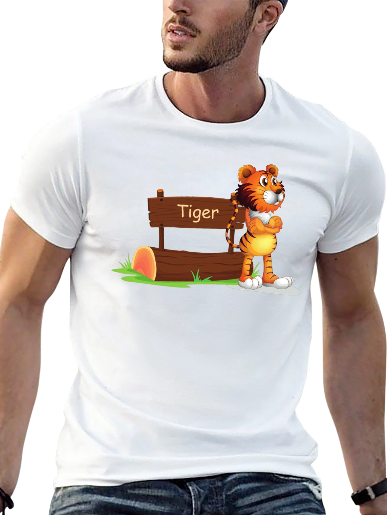 Cartoon Tiger Graphic T-Shirt