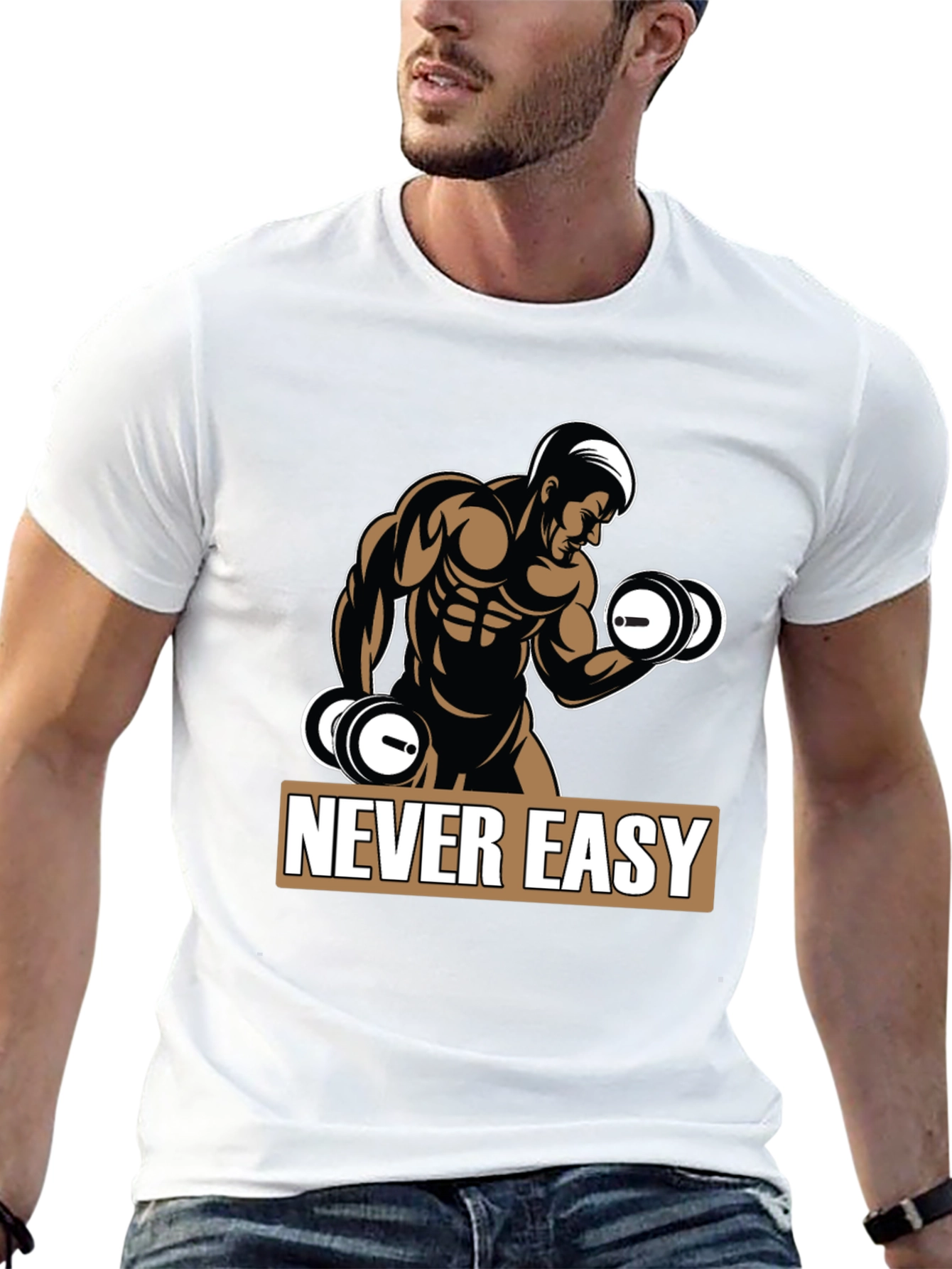 Never Easy Gym Workout Graphic Tee