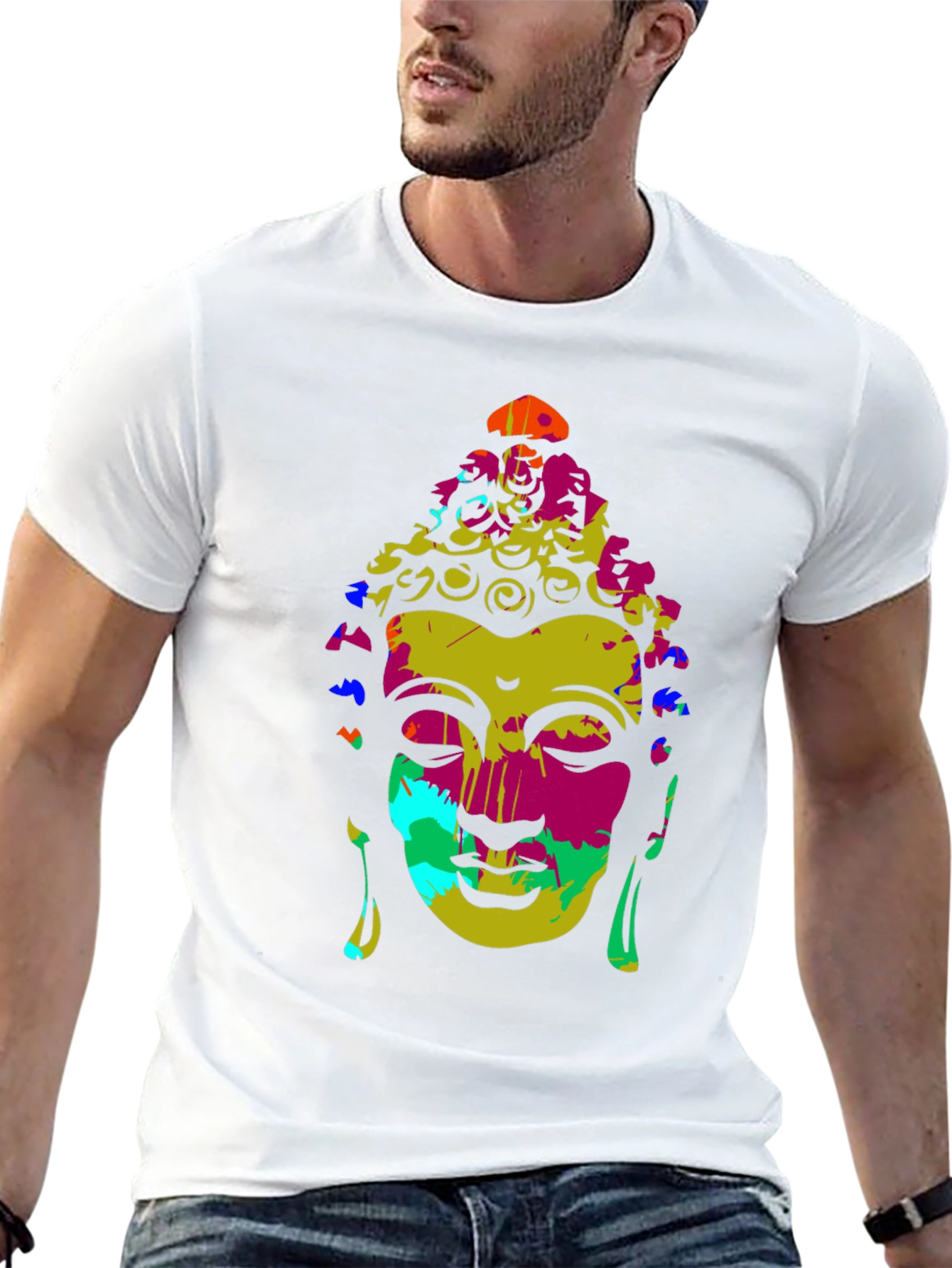 Colorful Buddha Graphic T-Shirt