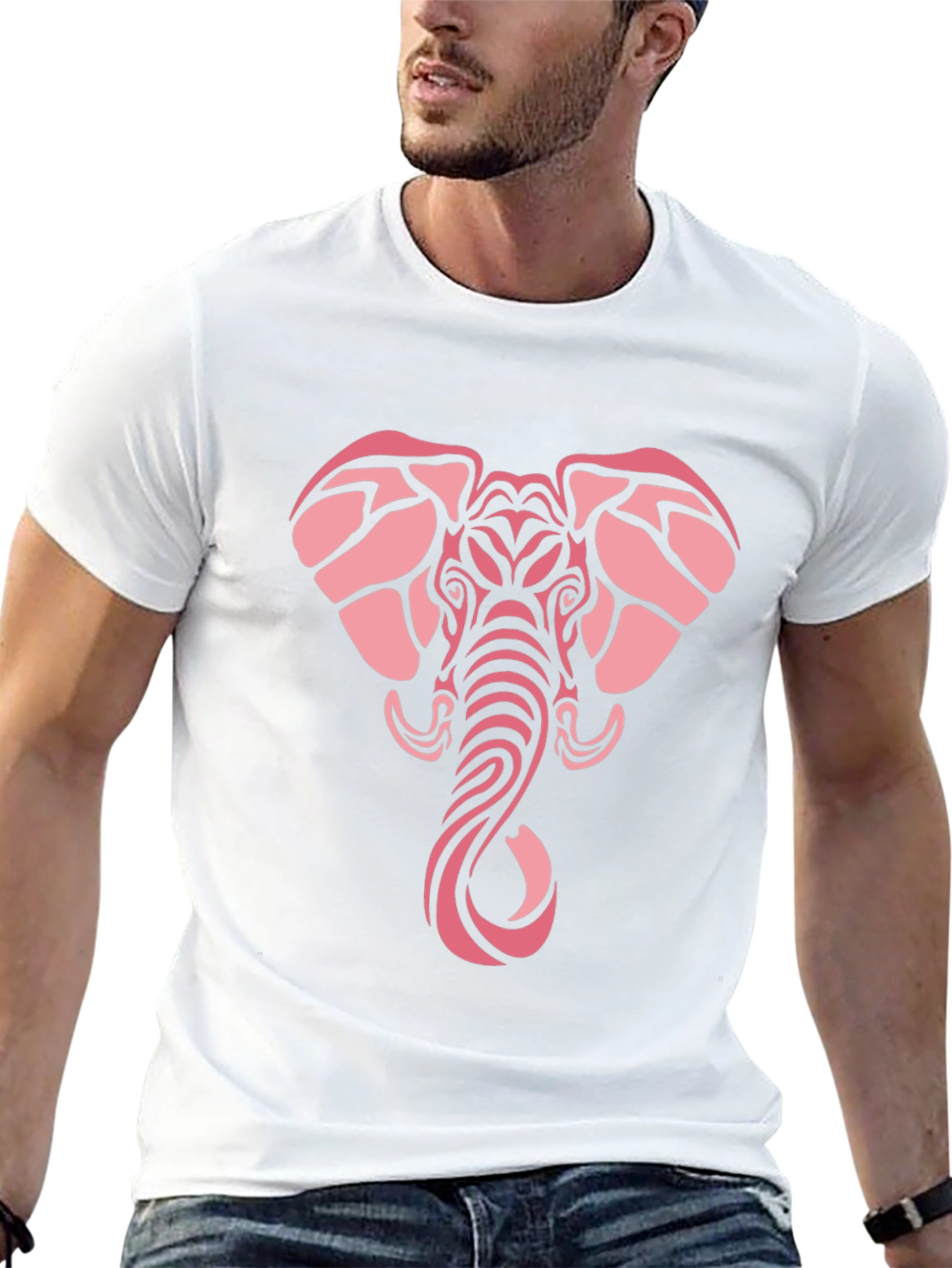 Tribal Elephant Graphic Tee - Black Cotton Comfort