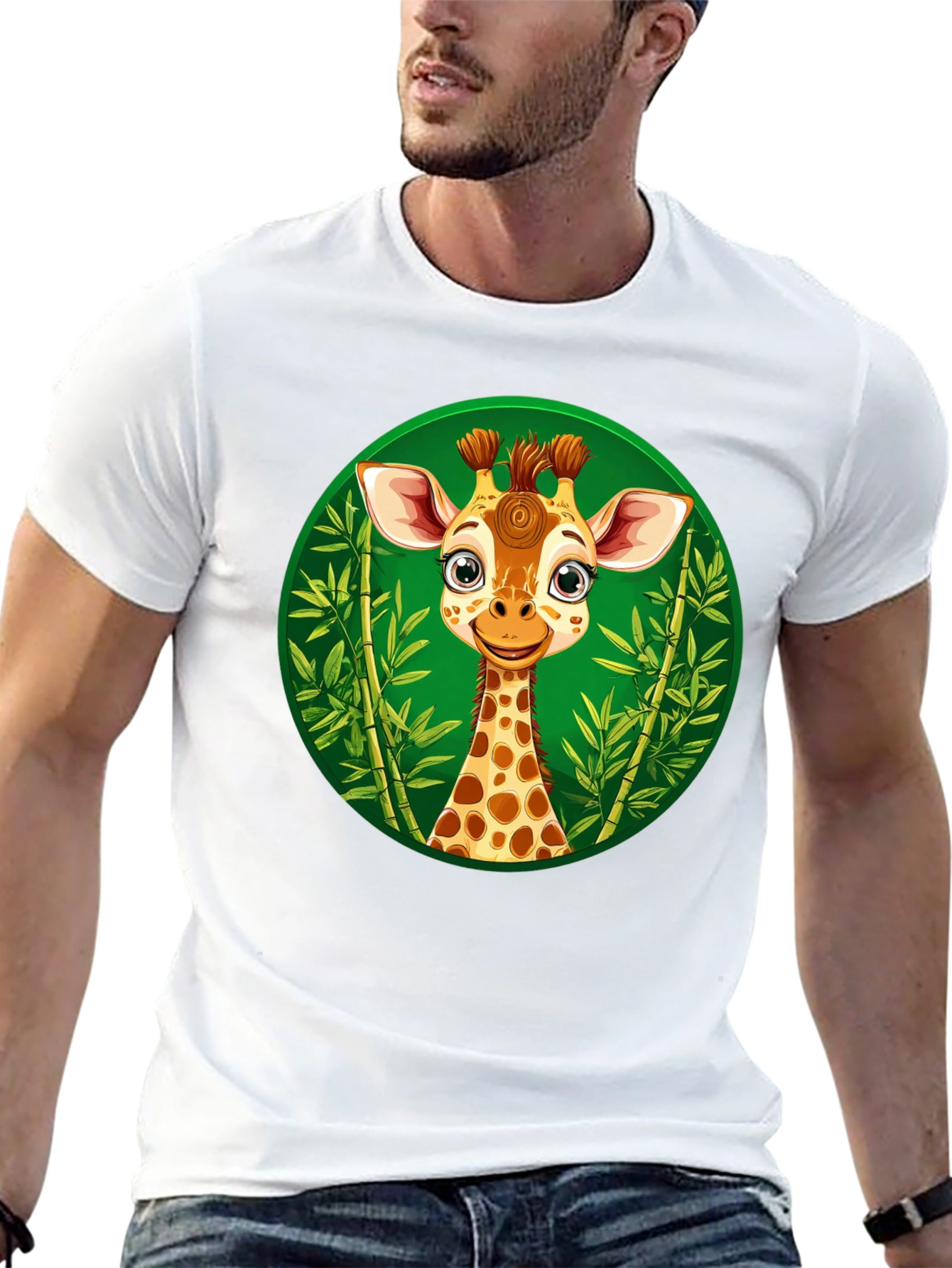 Cute Giraffe Graphic Tee - Black Unisex Shirt