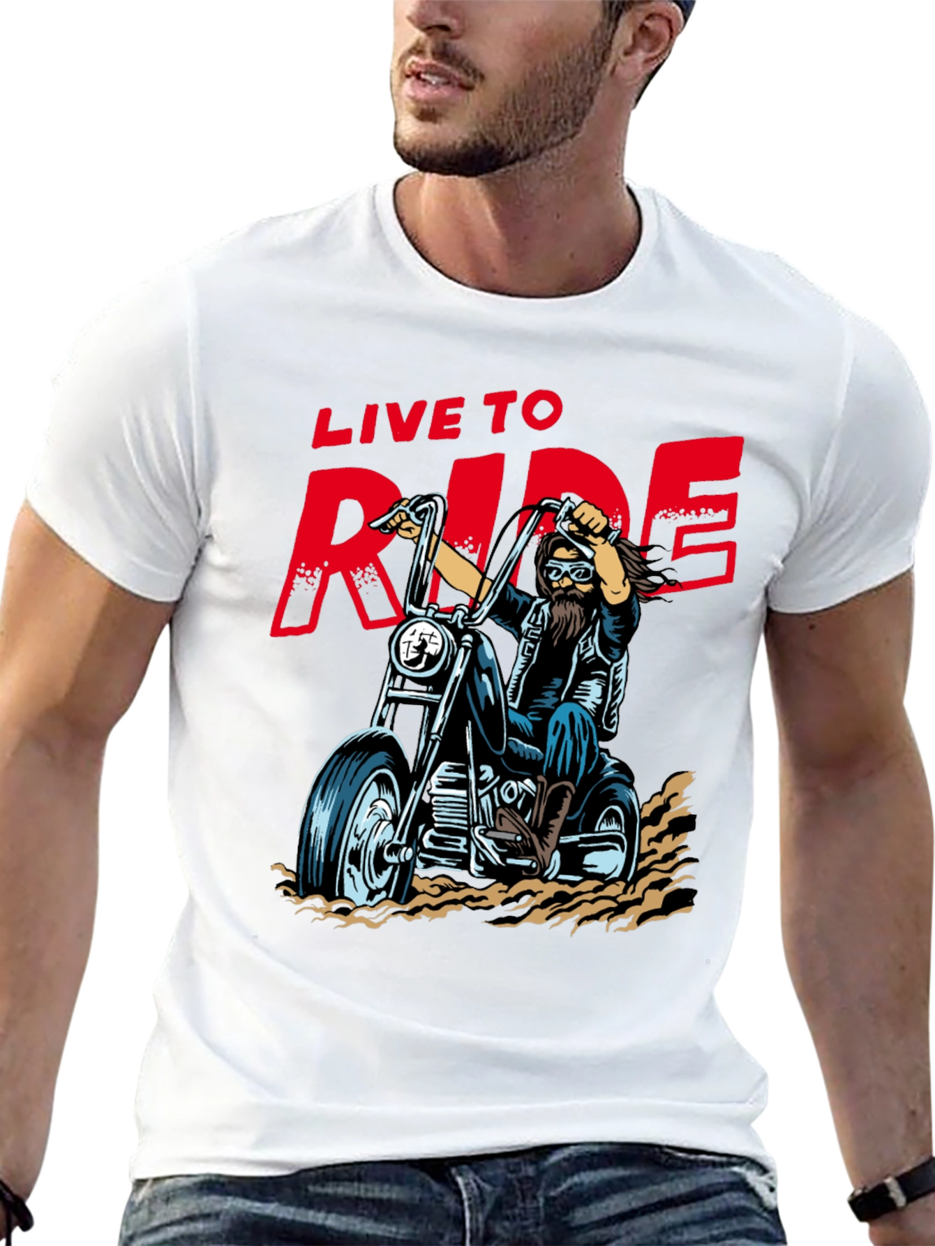 Live to Ride Biker T-Shirt - Black