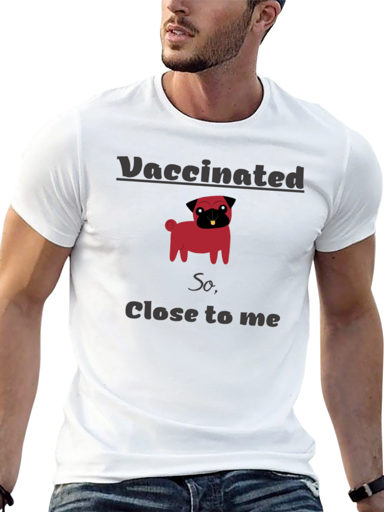 Vaccinated Pug Graphic T-Shirt