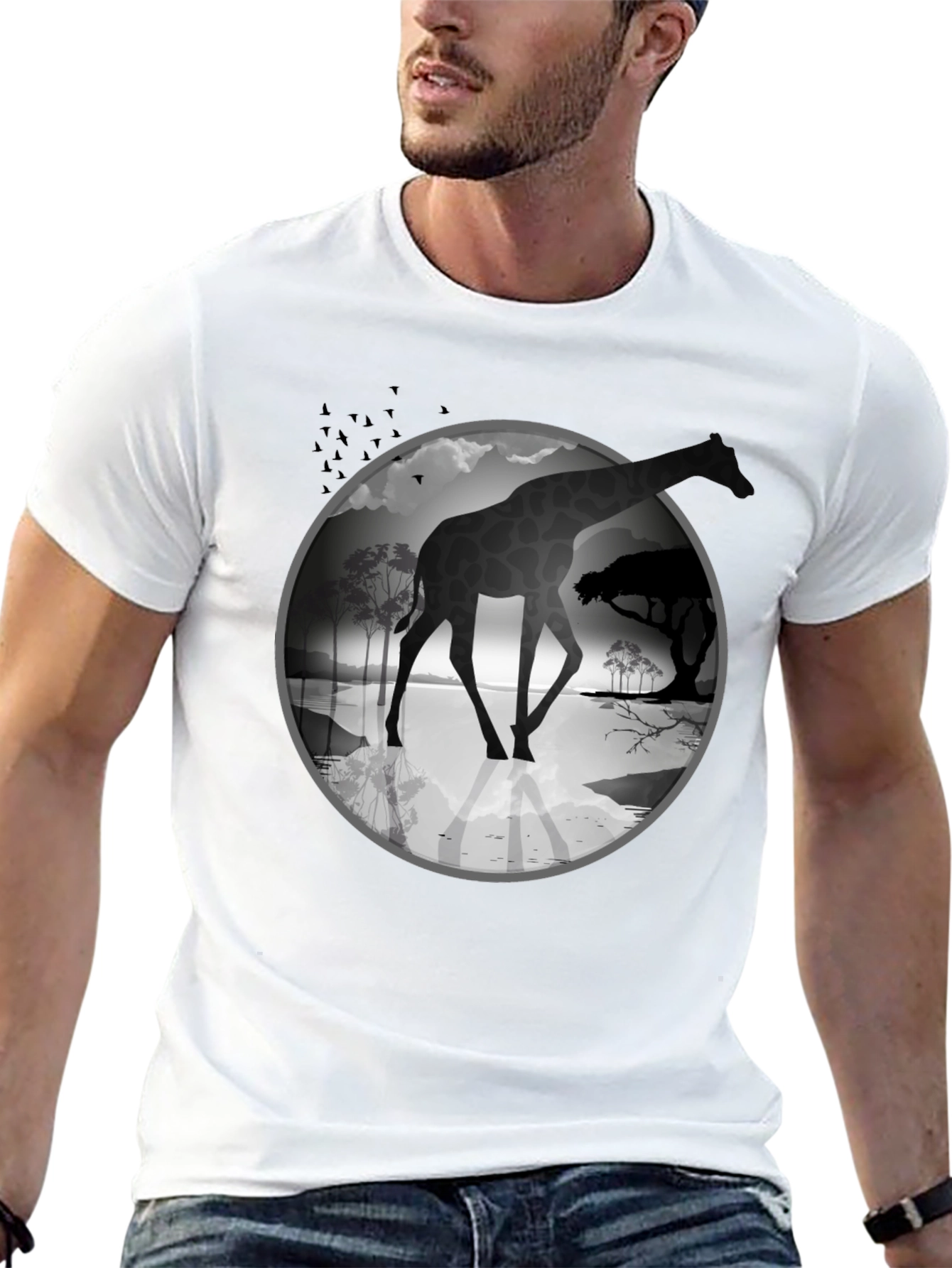 Giraffe Silhouette Graphic Tee
