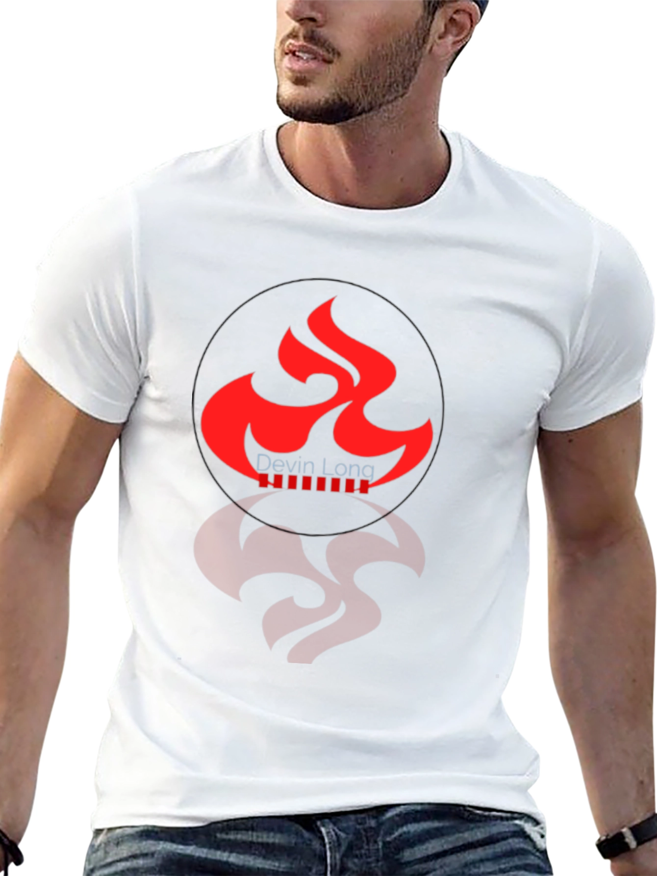 Black Graphic Tee with Red Flame Design