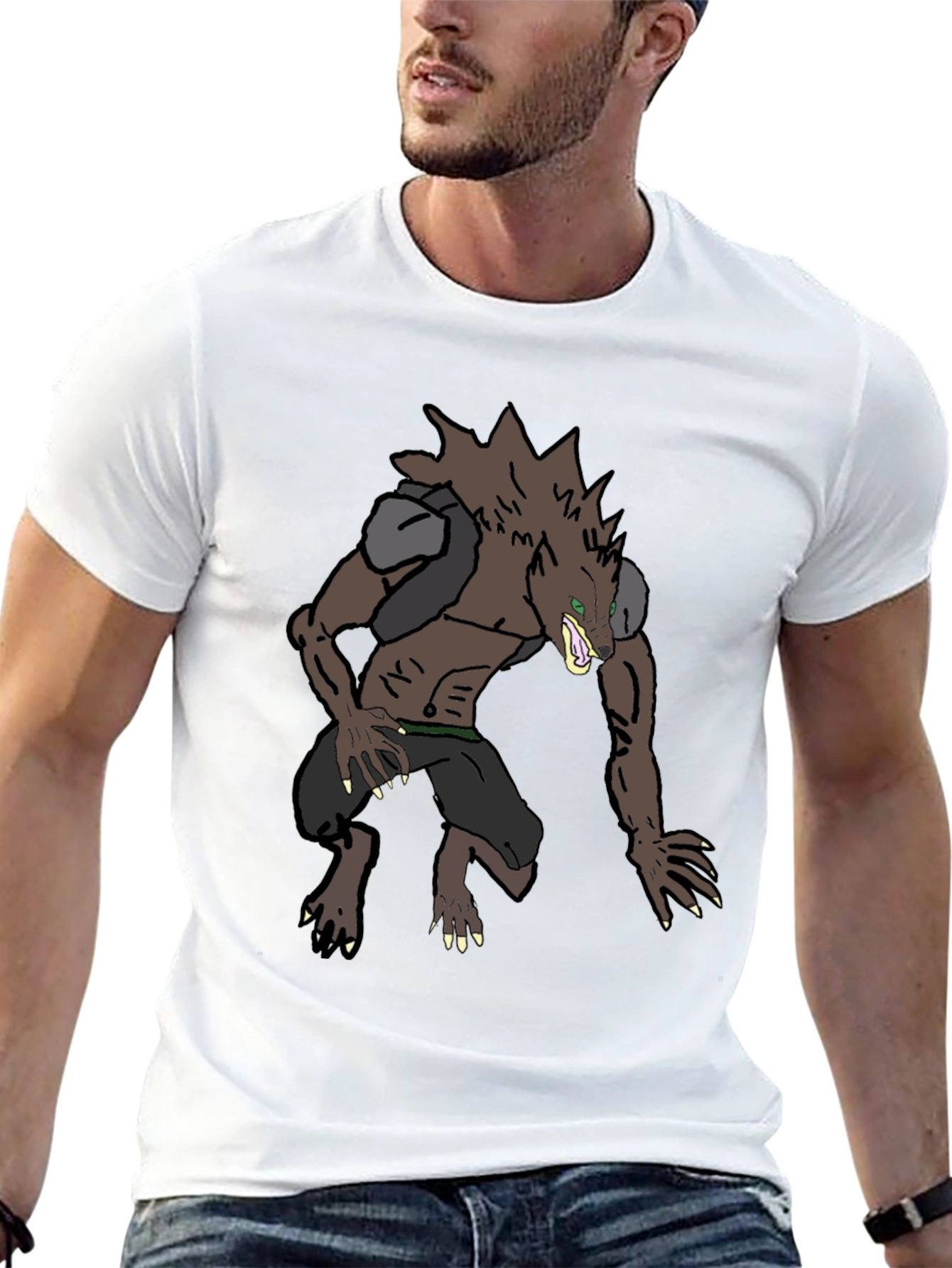 Werewolf Graphic Tee - Black Cotton Blend Shirt