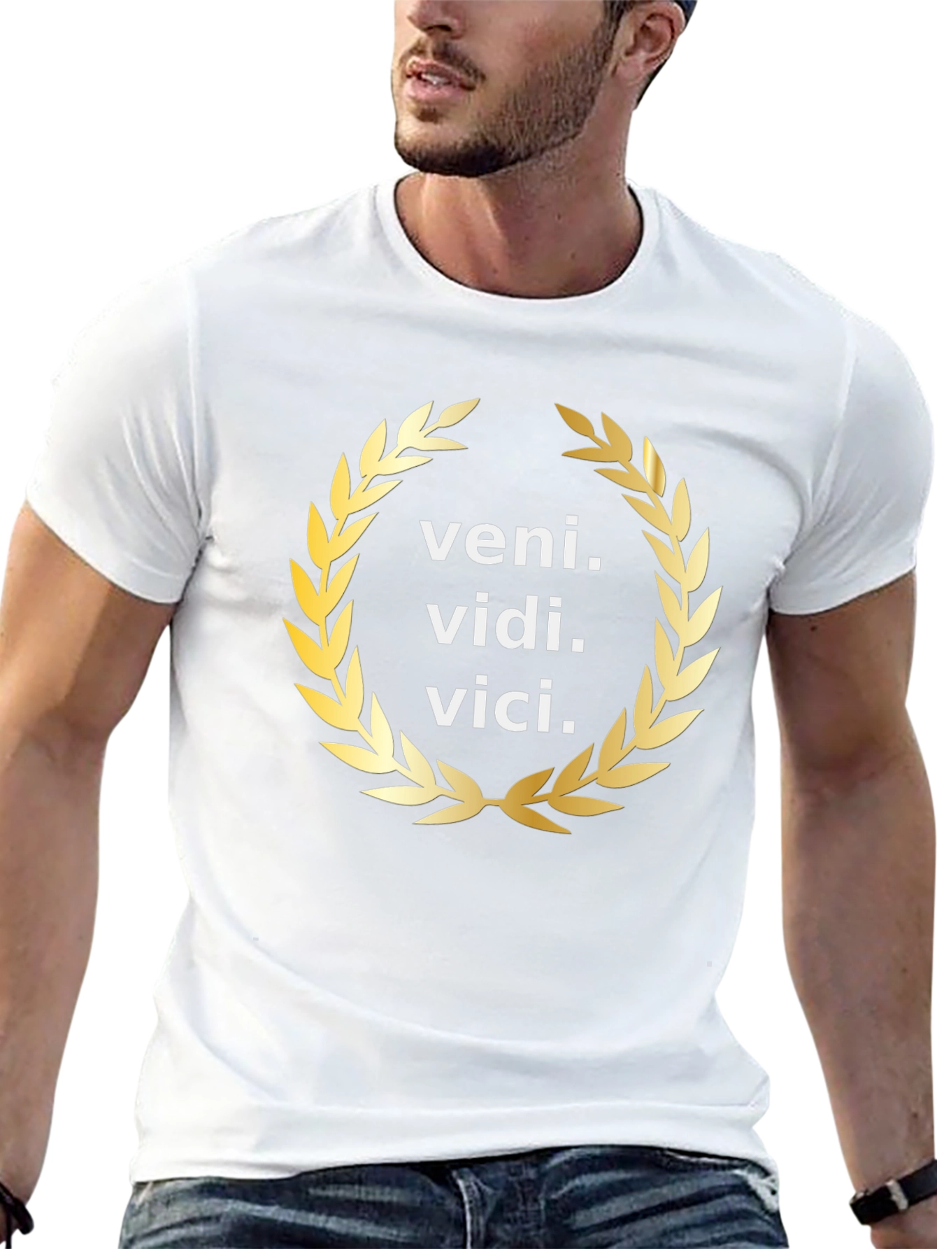 Veni Vidi Vici Gold Wreath Black T-Shirt