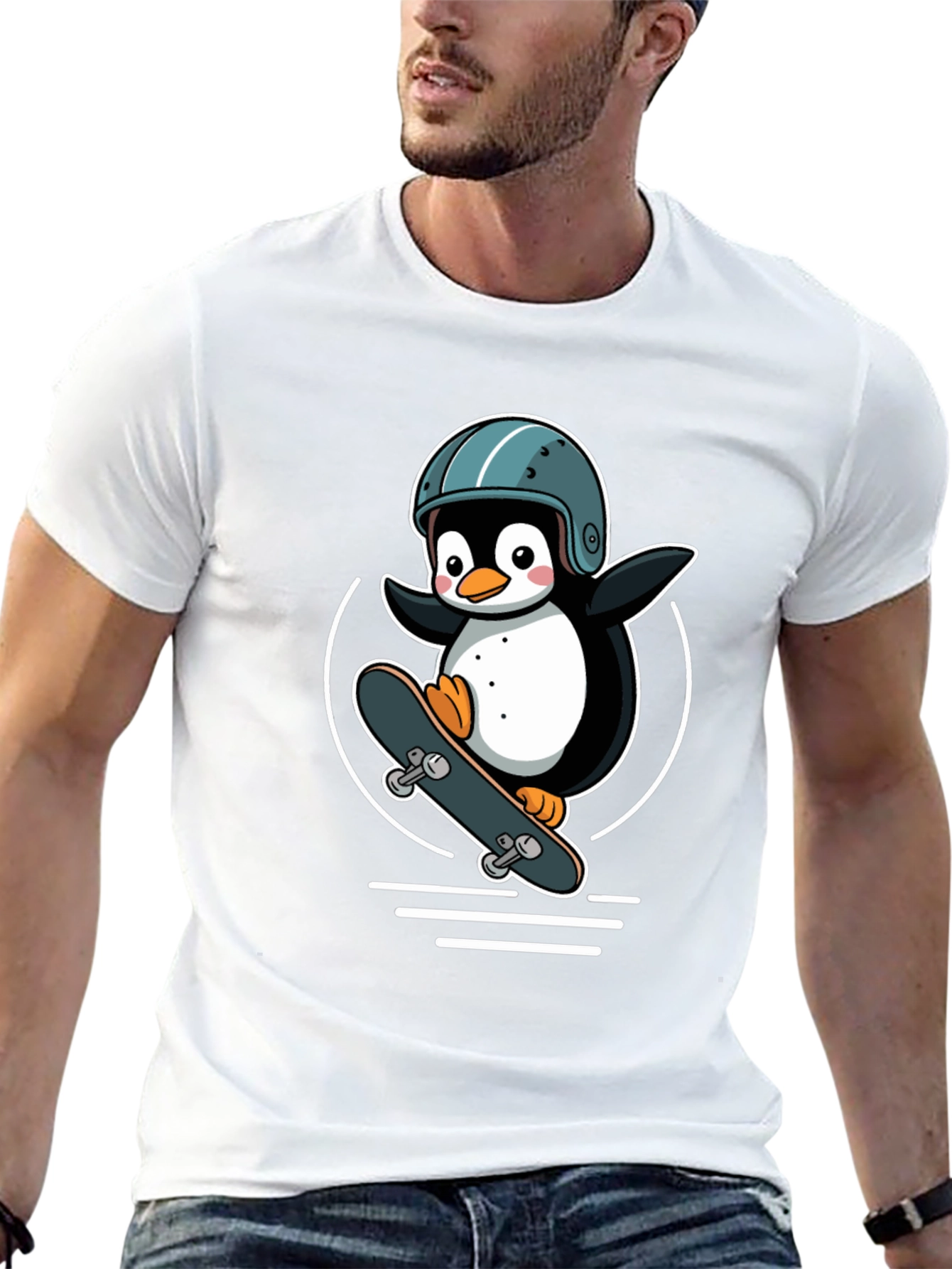 Penguin Skateboarder Graphic Tee