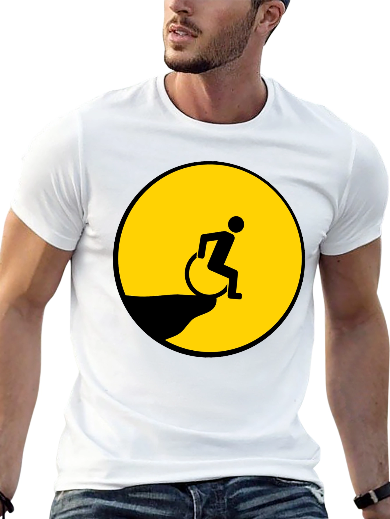 Edgy Humor T-Shirt - Wheelchair Cliff