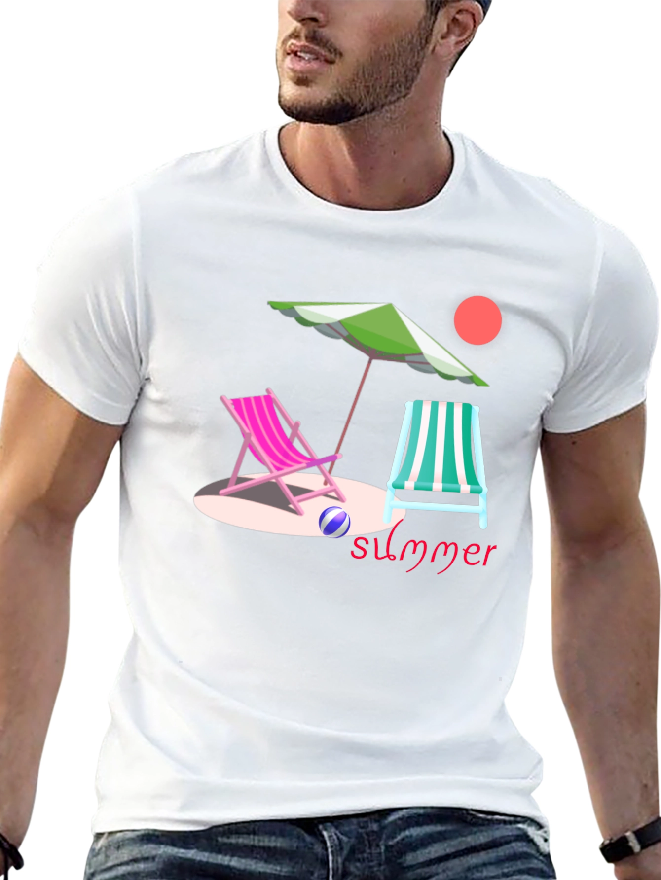 Summer Beach Scene Graphic Tee