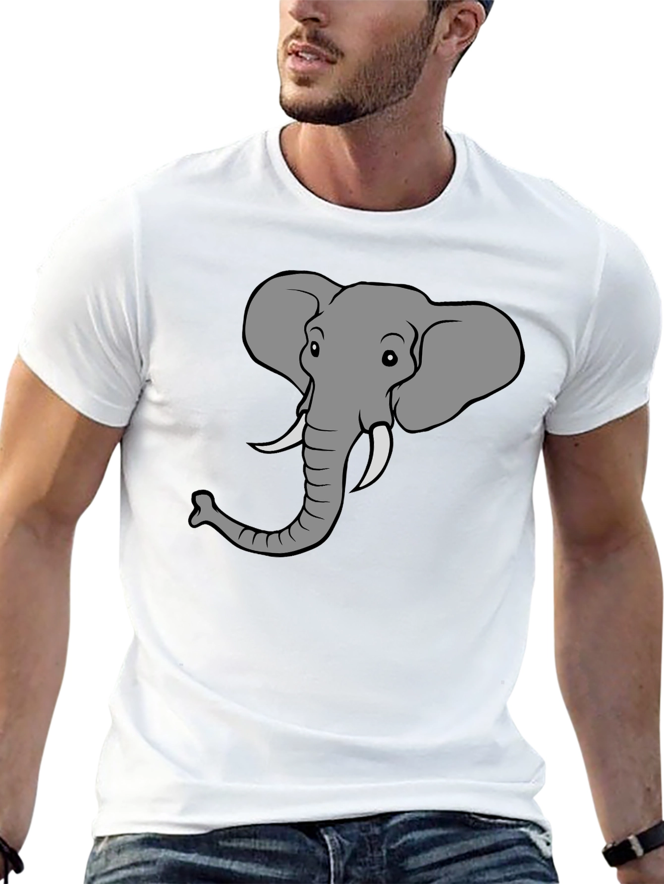 Elephant Graphic Tee - Black Cotton T-Shirt