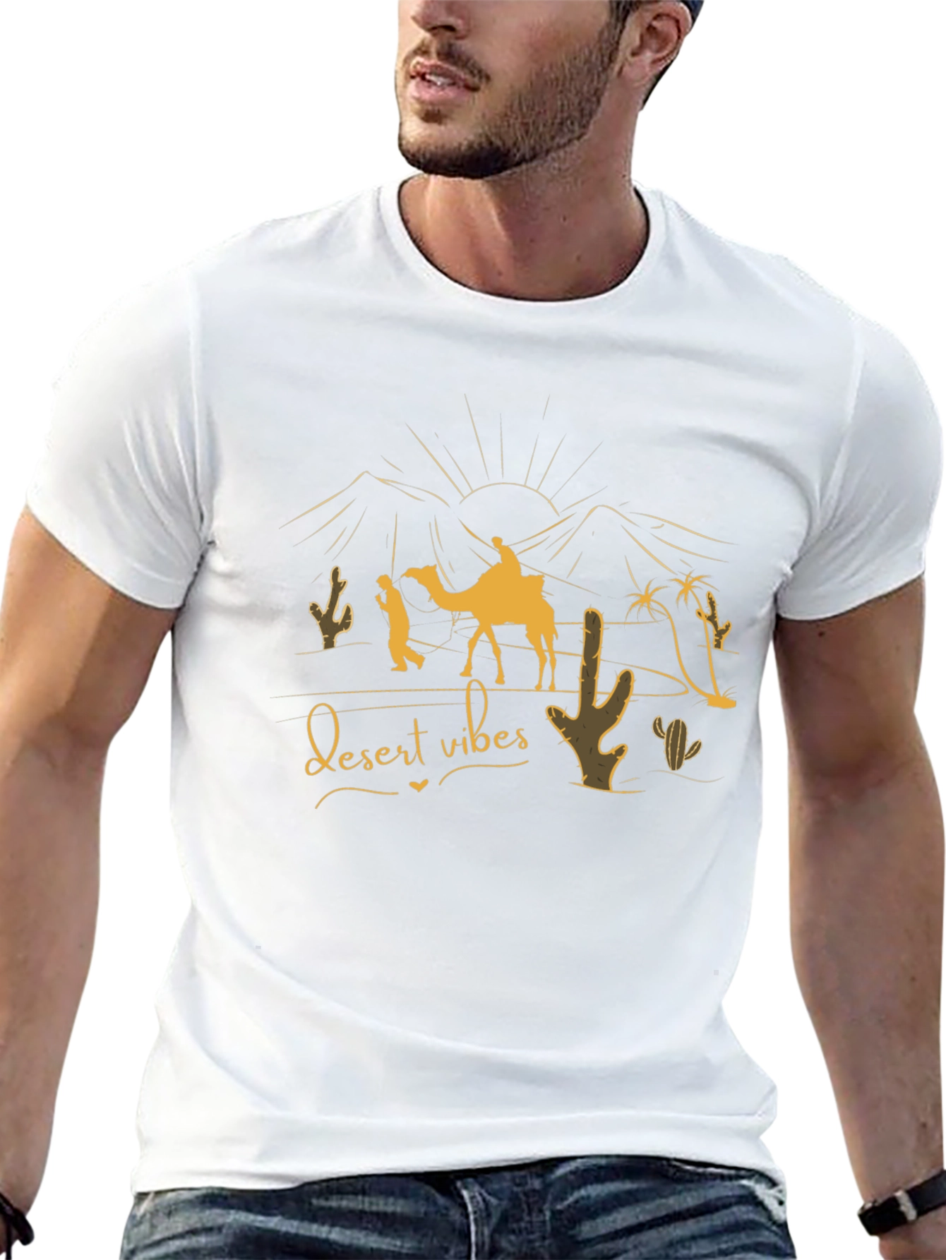 Desert Vibes Graphic Tee - Black Cotton T-Shirt