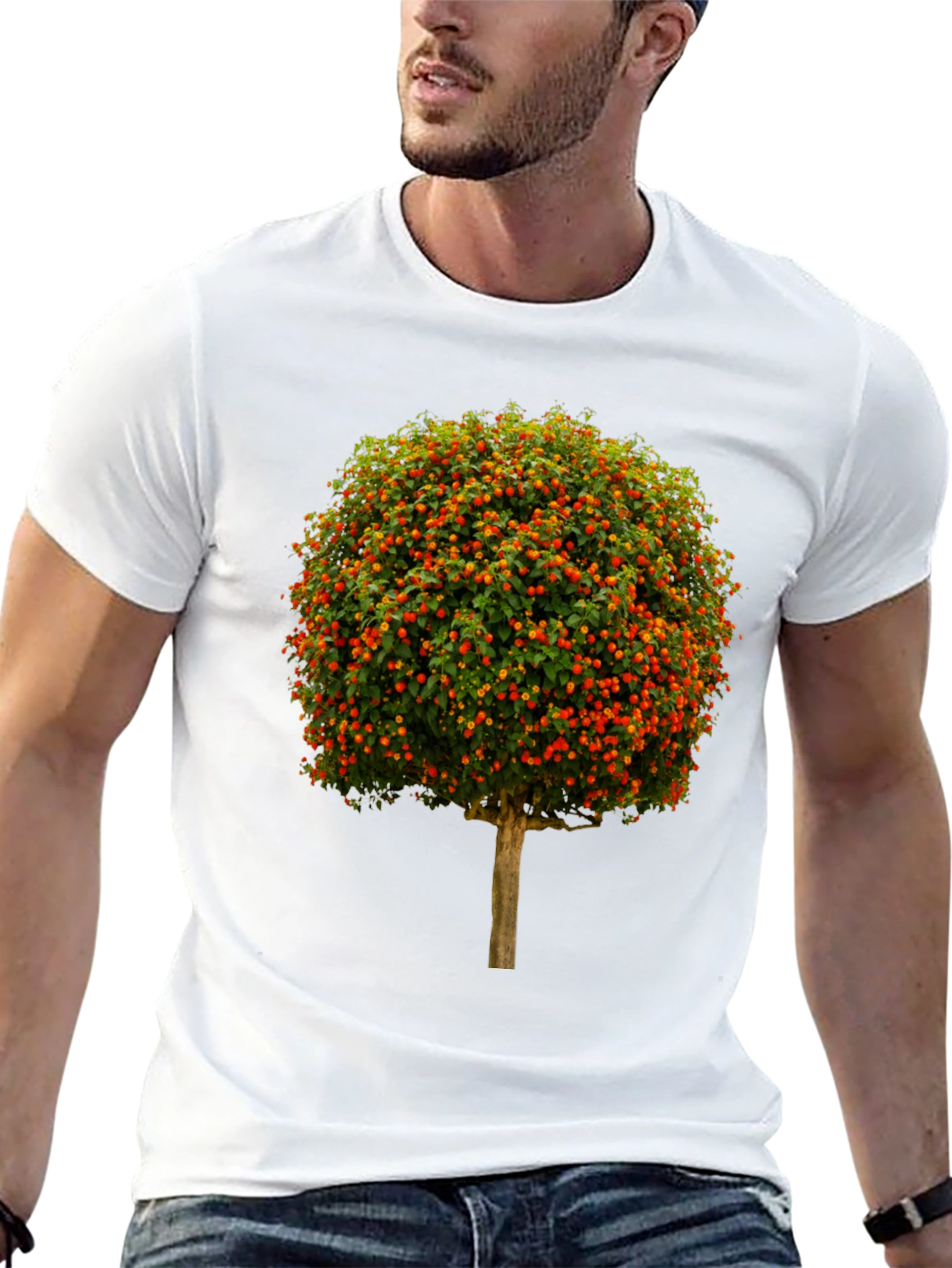 Tree Design Black Cotton Tee