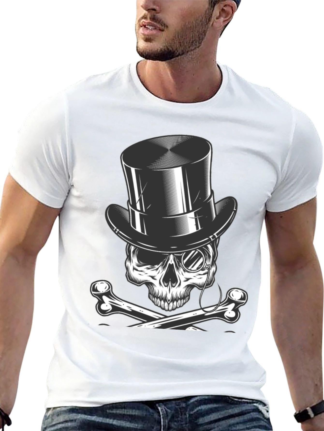 Skull & Bones Top Hat T-Shirt - Classic Style
