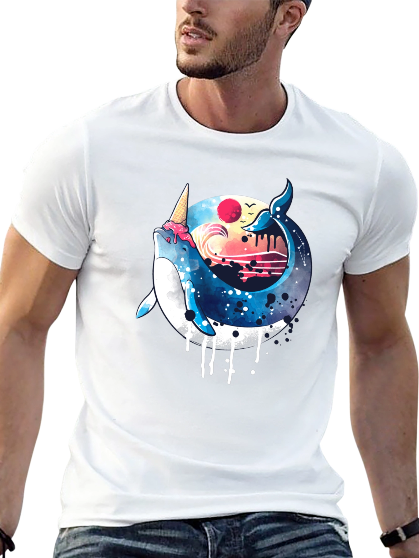 Whimsical Whale Ice Cream T-Shirt