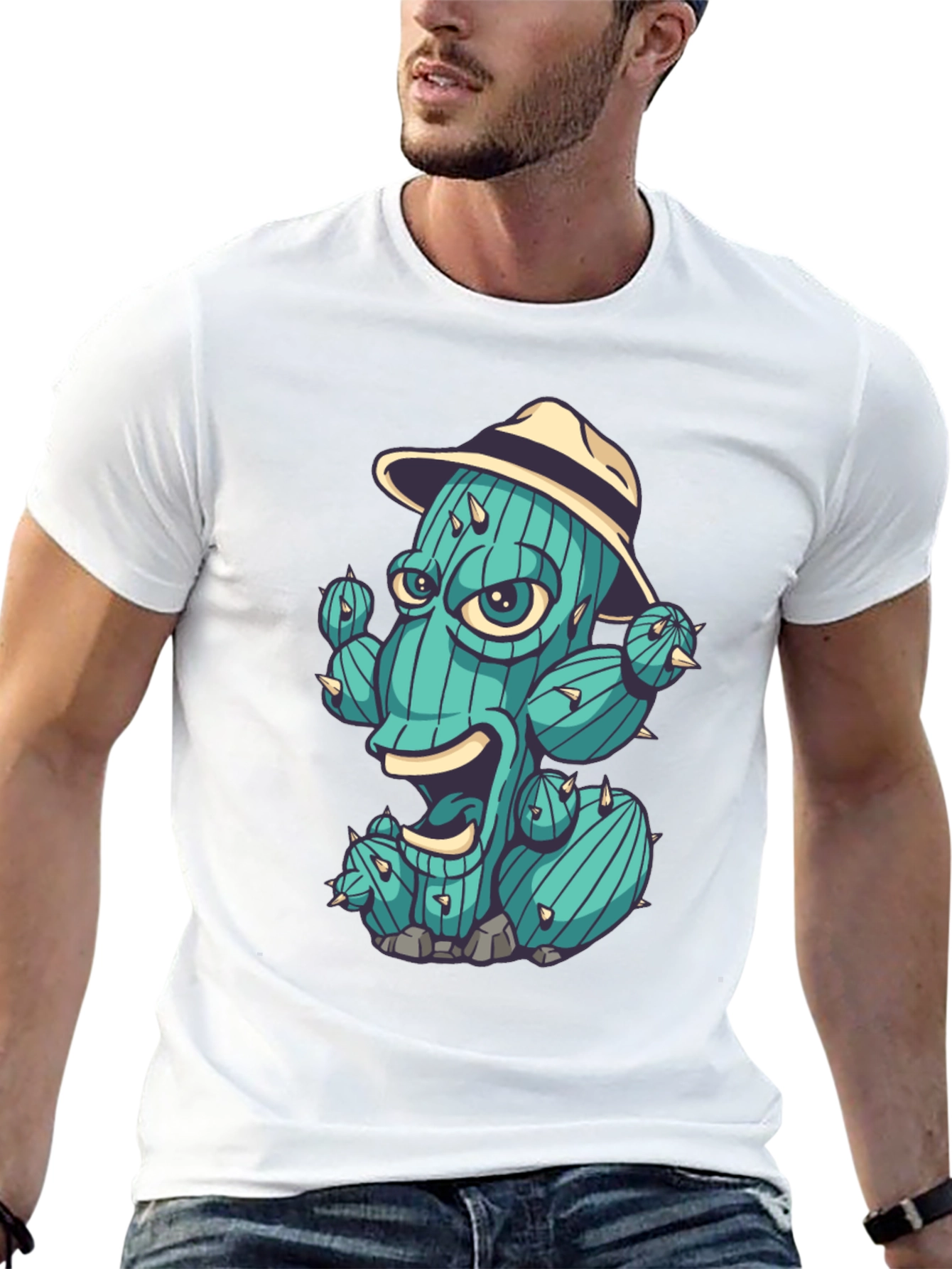 Cactus Character Graphic T-Shirt