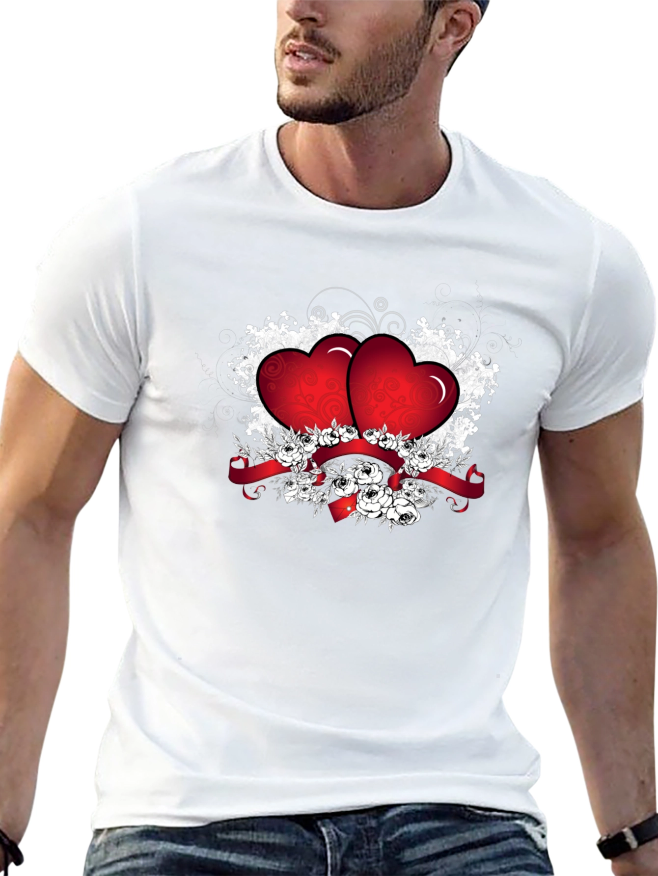 Romantic Heart Graphic Black T-Shirt